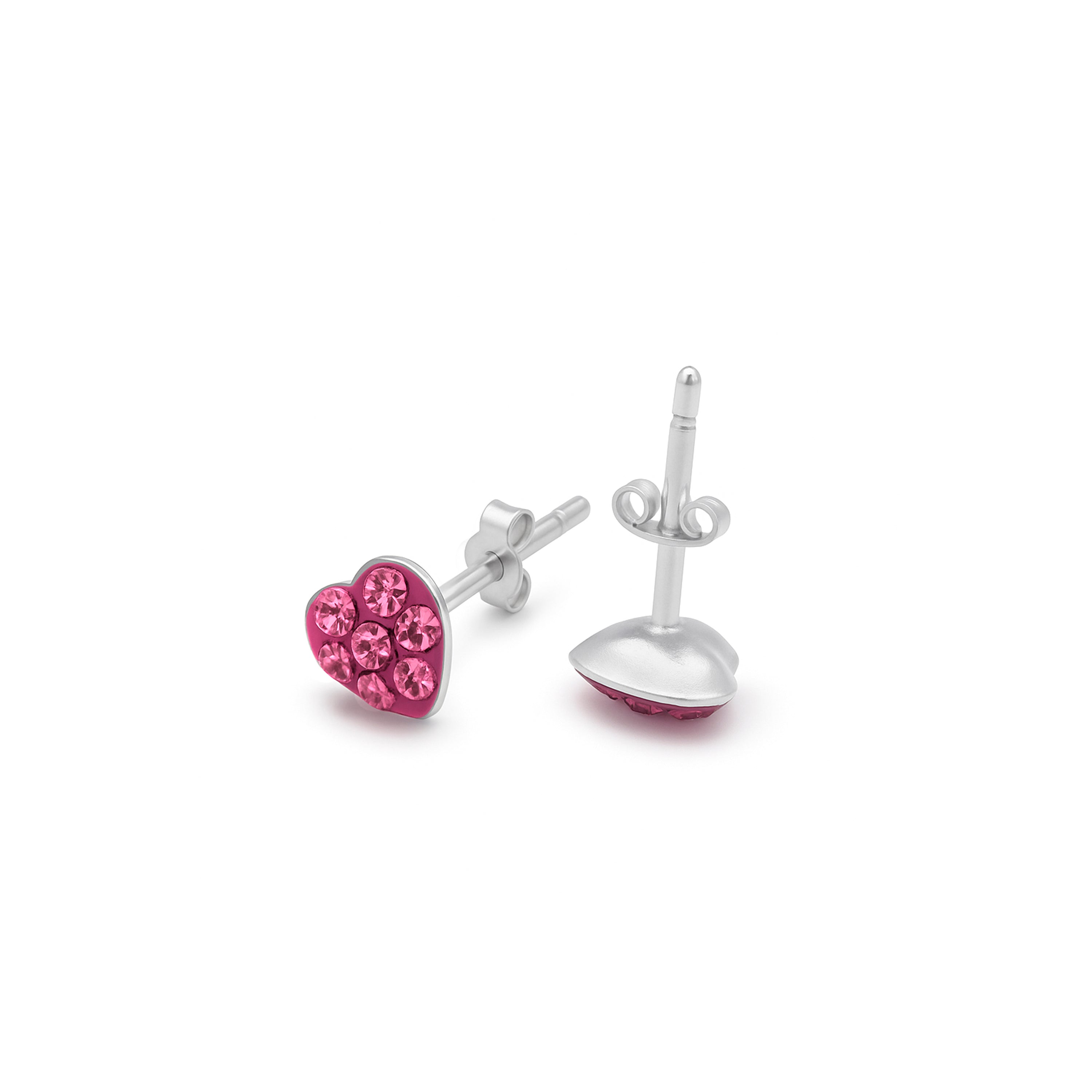 925 Sterling Silver Earrings with Pink Cubic Zirconia Rhodium Finish - Ukzel