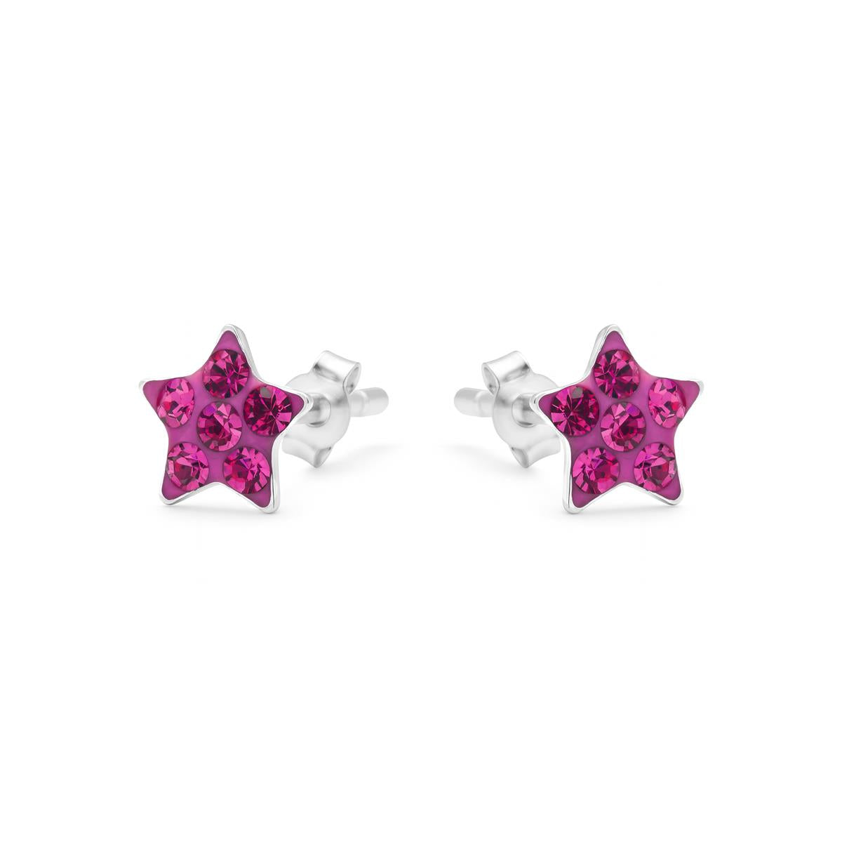Orecchini in Argento Sterling 925 e Zirconia Rosa con finitura in rodio - Menerin