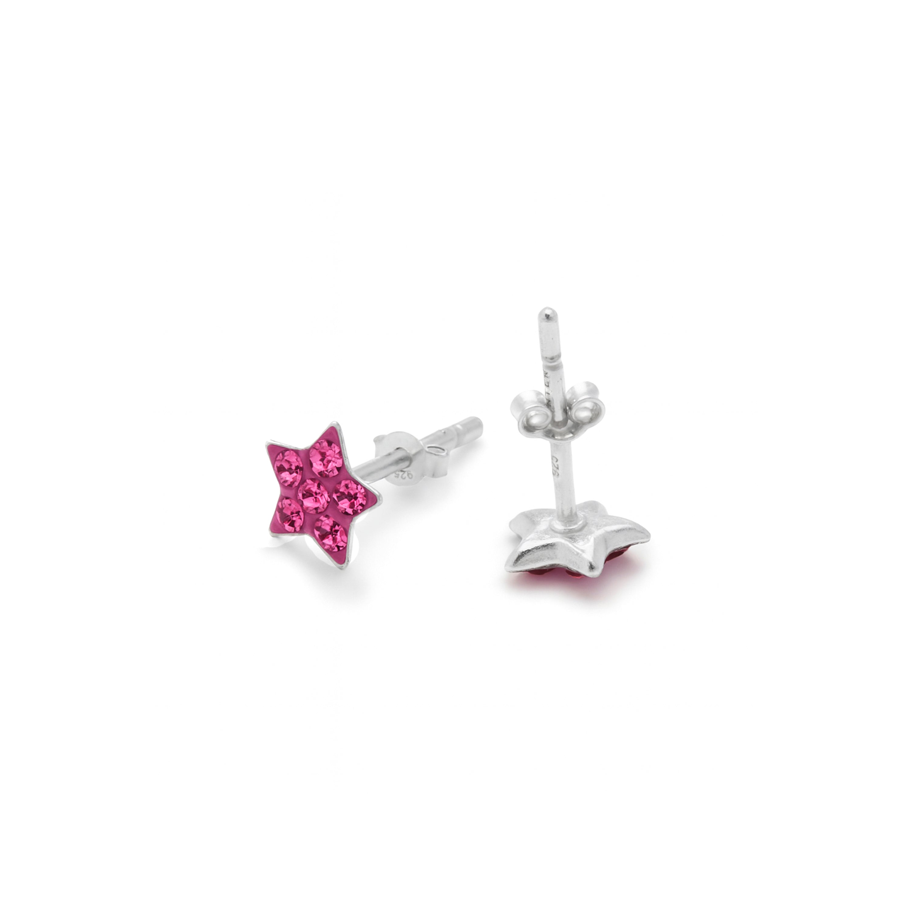 Brincos de Prata de Lei 925 e Zircónia Rosa com acabamento em ródio - Menerin