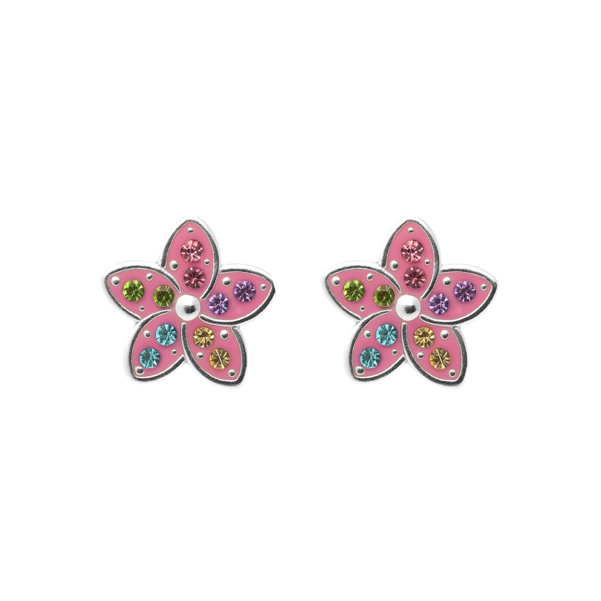 Orecchini in Argento Sterling 925 e Zirconia Multicolore con finitura in rodio - Biaha