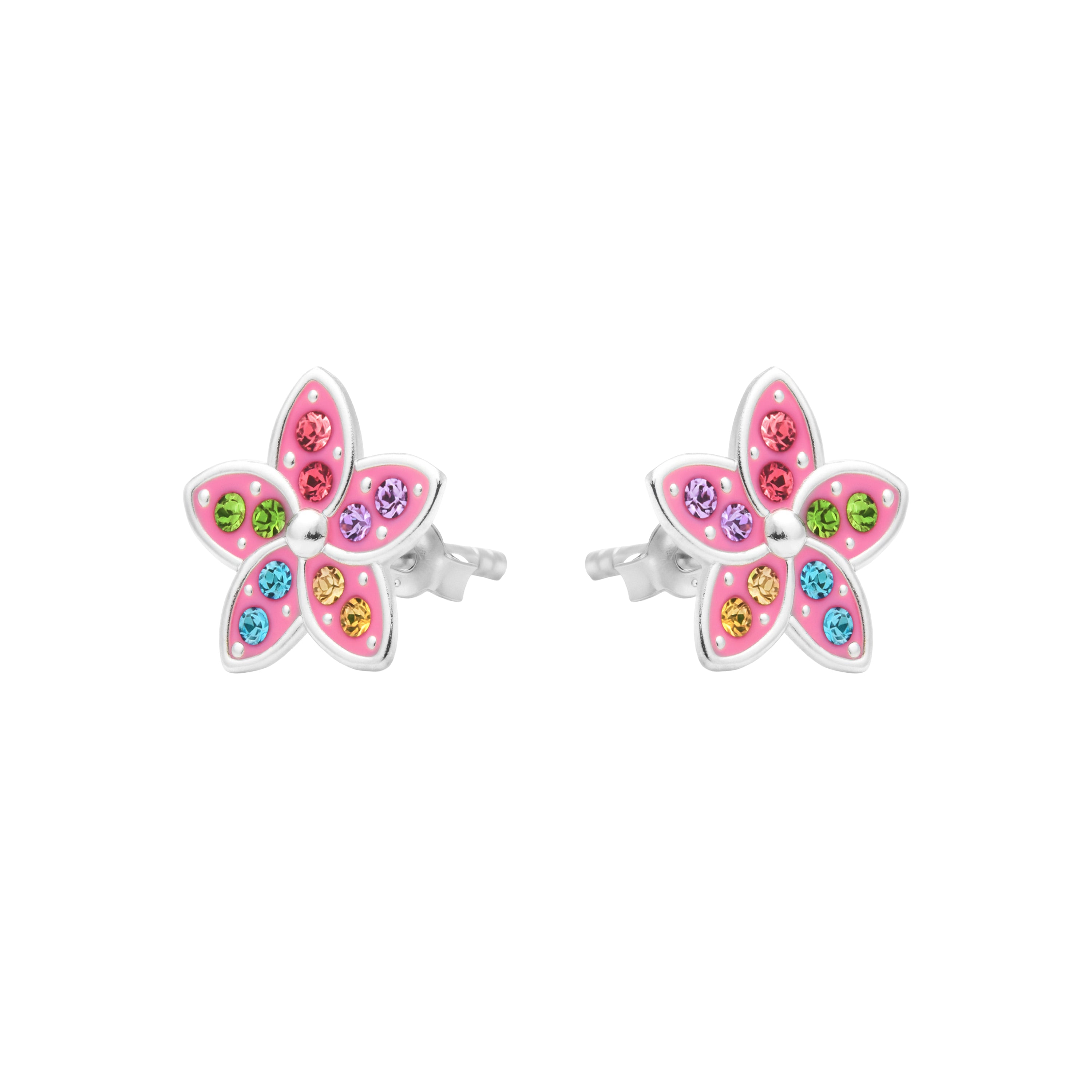 Boucles d'oreilles en argent sterling 925 et zircon multicolore finition rhodiée - Biaha