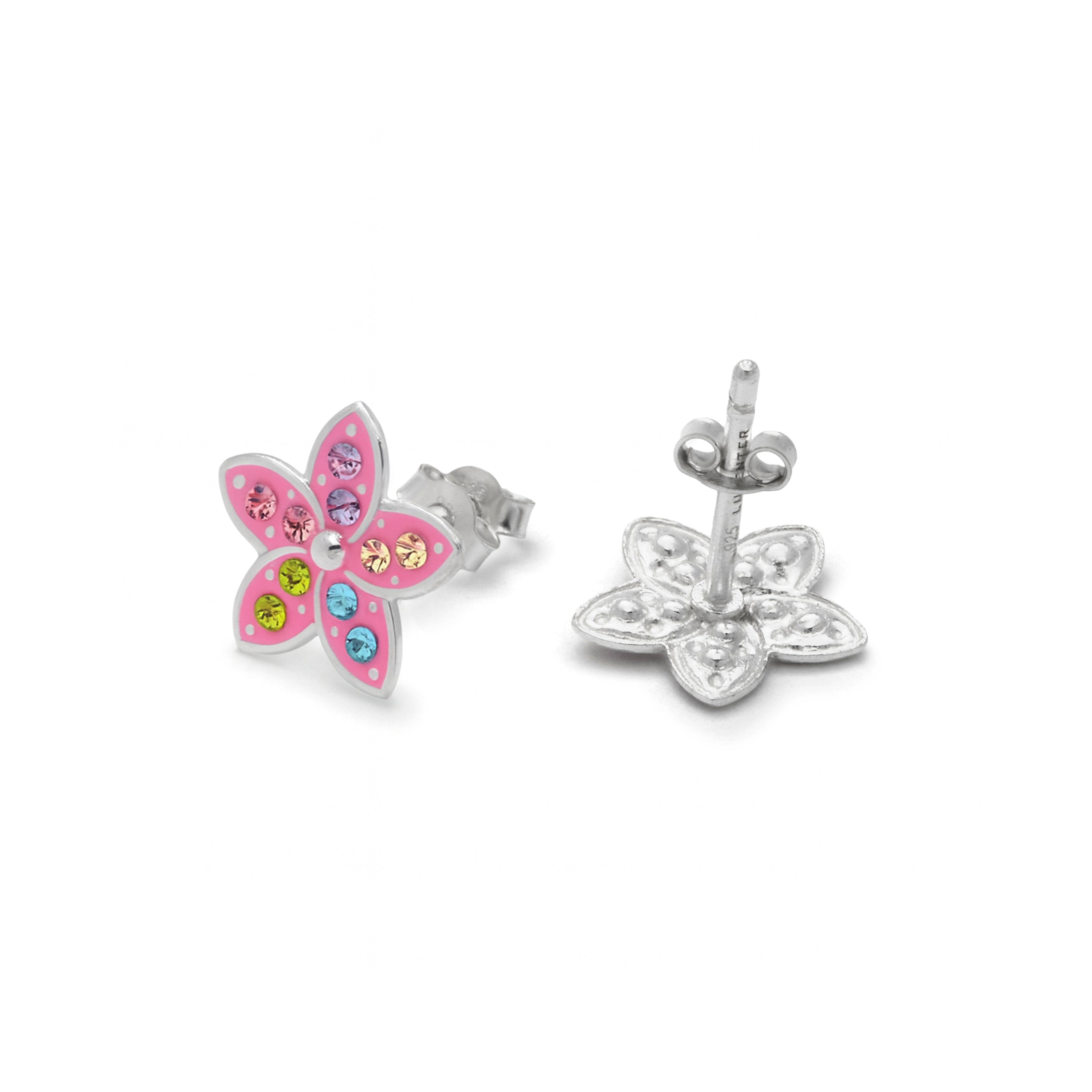 Boucles d'oreilles en argent sterling 925 et zircon multicolore finition rhodiée - Biaha