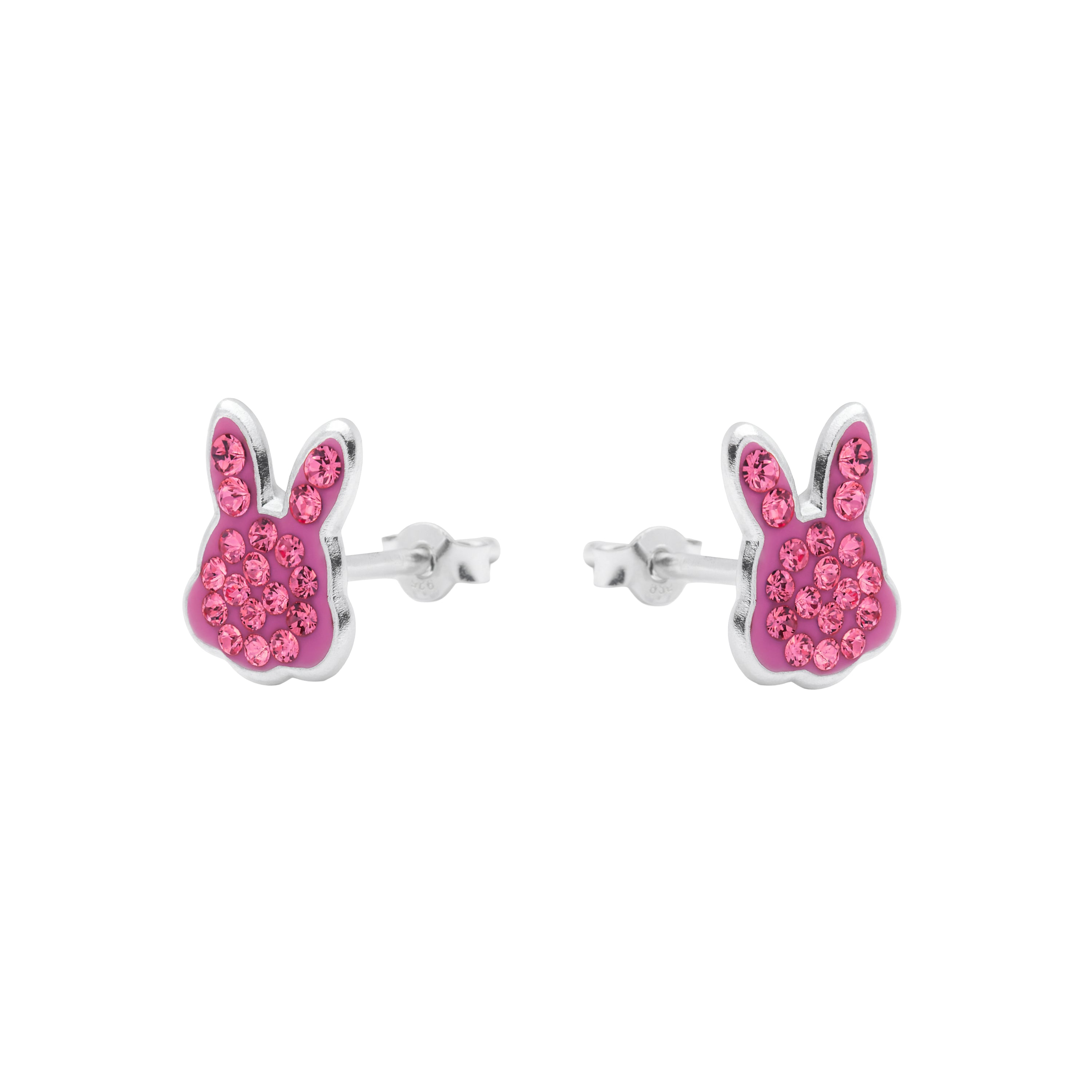 Orecchini in Argento Sterling 925 e Zirconia Rosa con finitura in rodio - Rasim