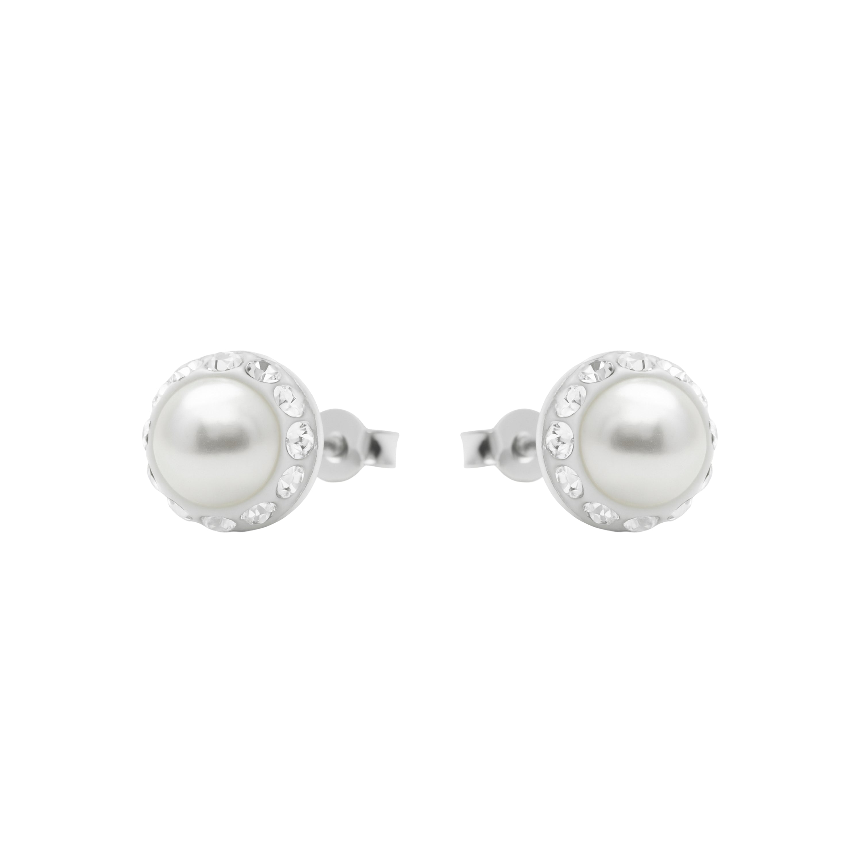925 Sterling Silver Earrings with Bright Zirconia Rhodium Finish - Kapore