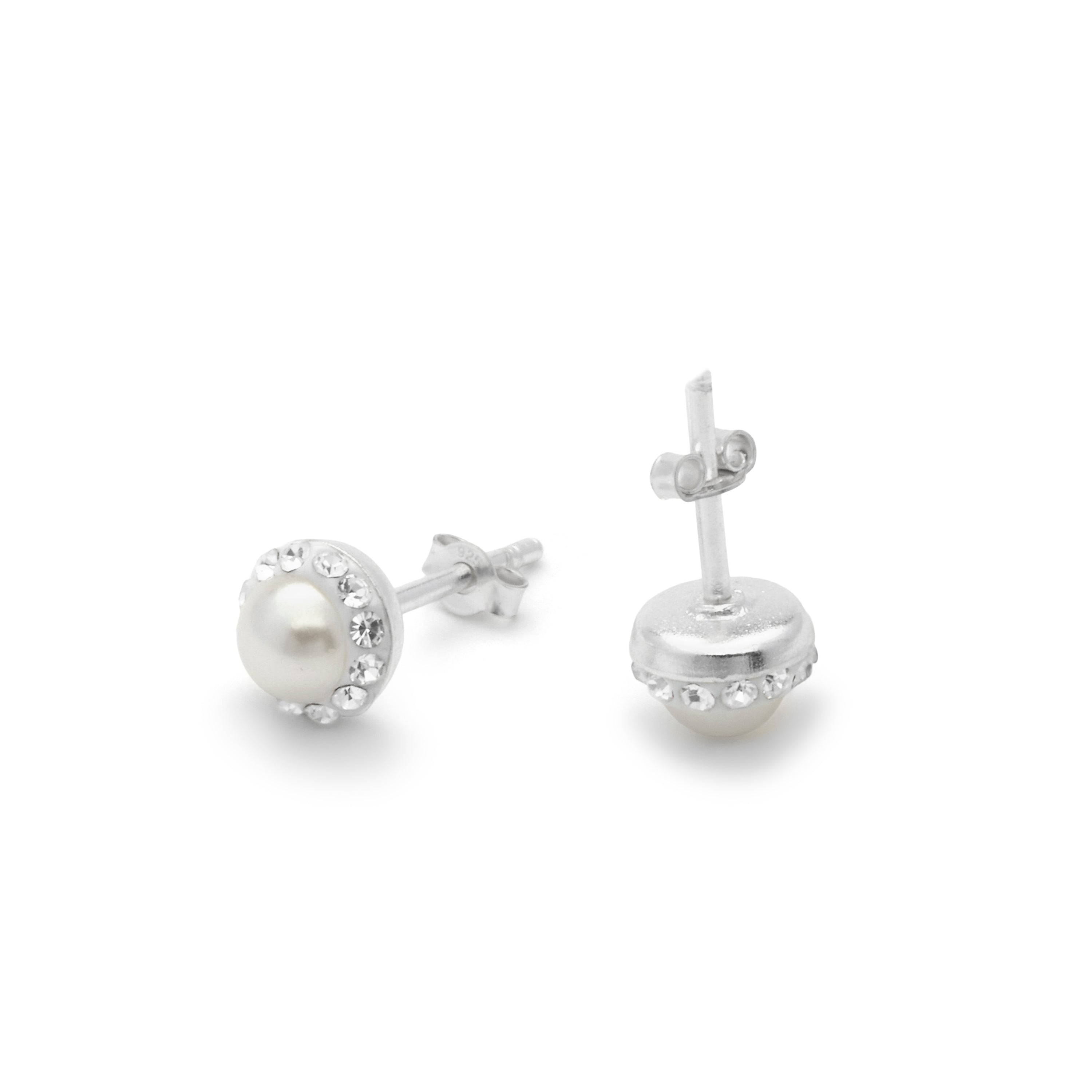 925 Sterling Silver Earrings with Bright Zirconia Rhodium Finish - Kapore