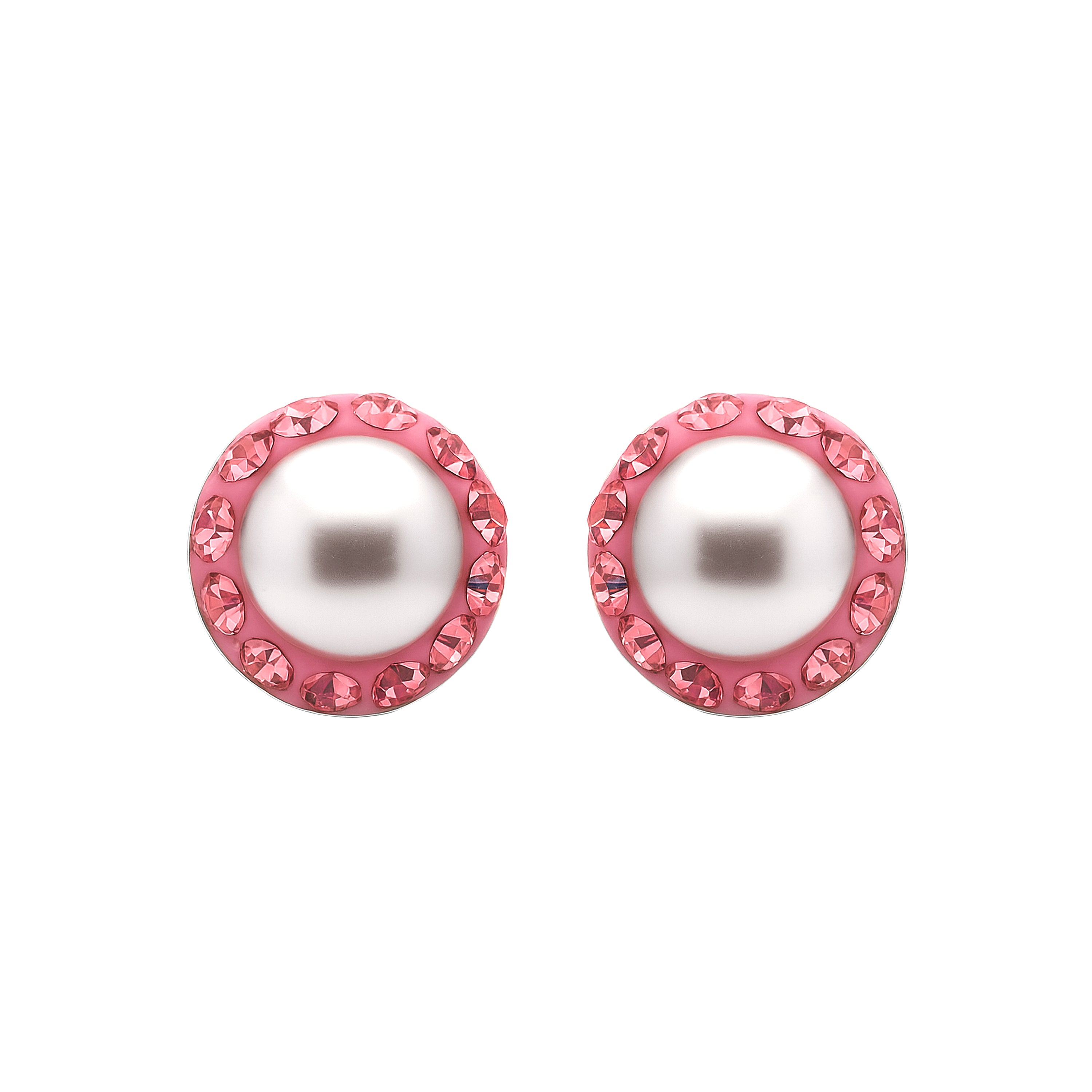925 Sterling Silver Earrings with Pink Cubic Zirconia Rhodium Finish - Kapore