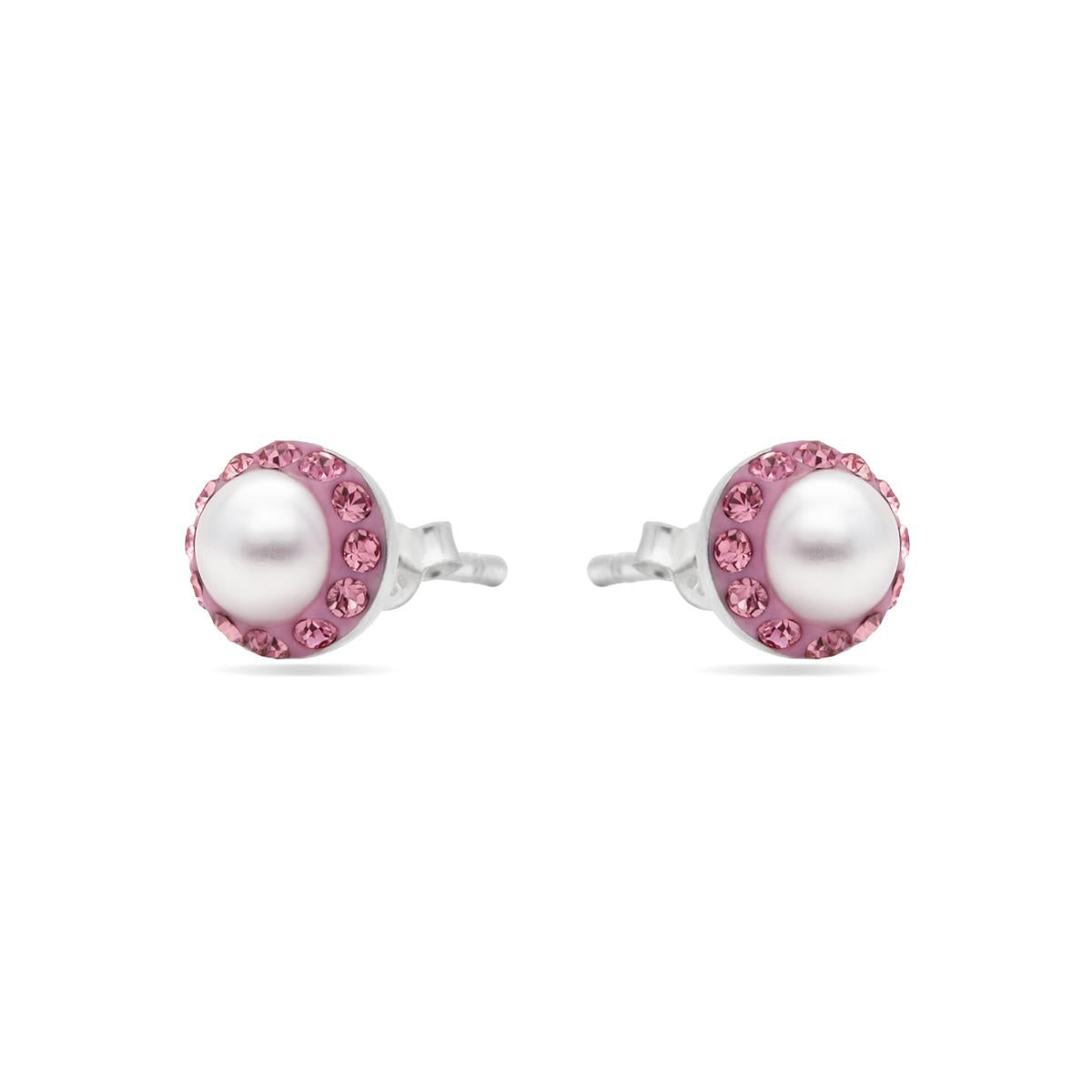 Orecchini in Argento Sterling 925 e Zirconia Rosa con finitura in rodio - Kapore