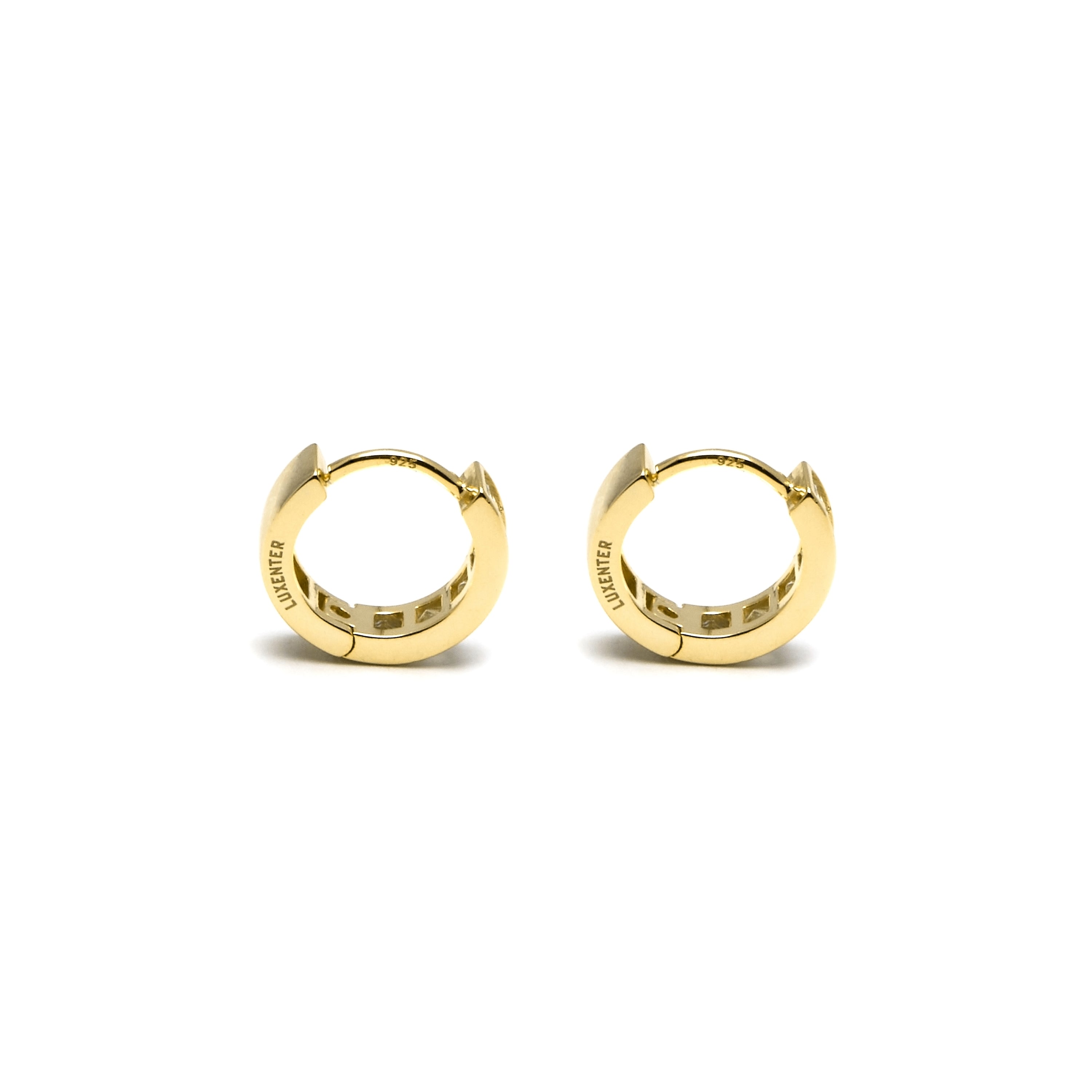 Pendientes de 10mm de diámetro de Plata de Ley 925 con Circonita Brillante acabados en oro amarillo de 18K - Essential