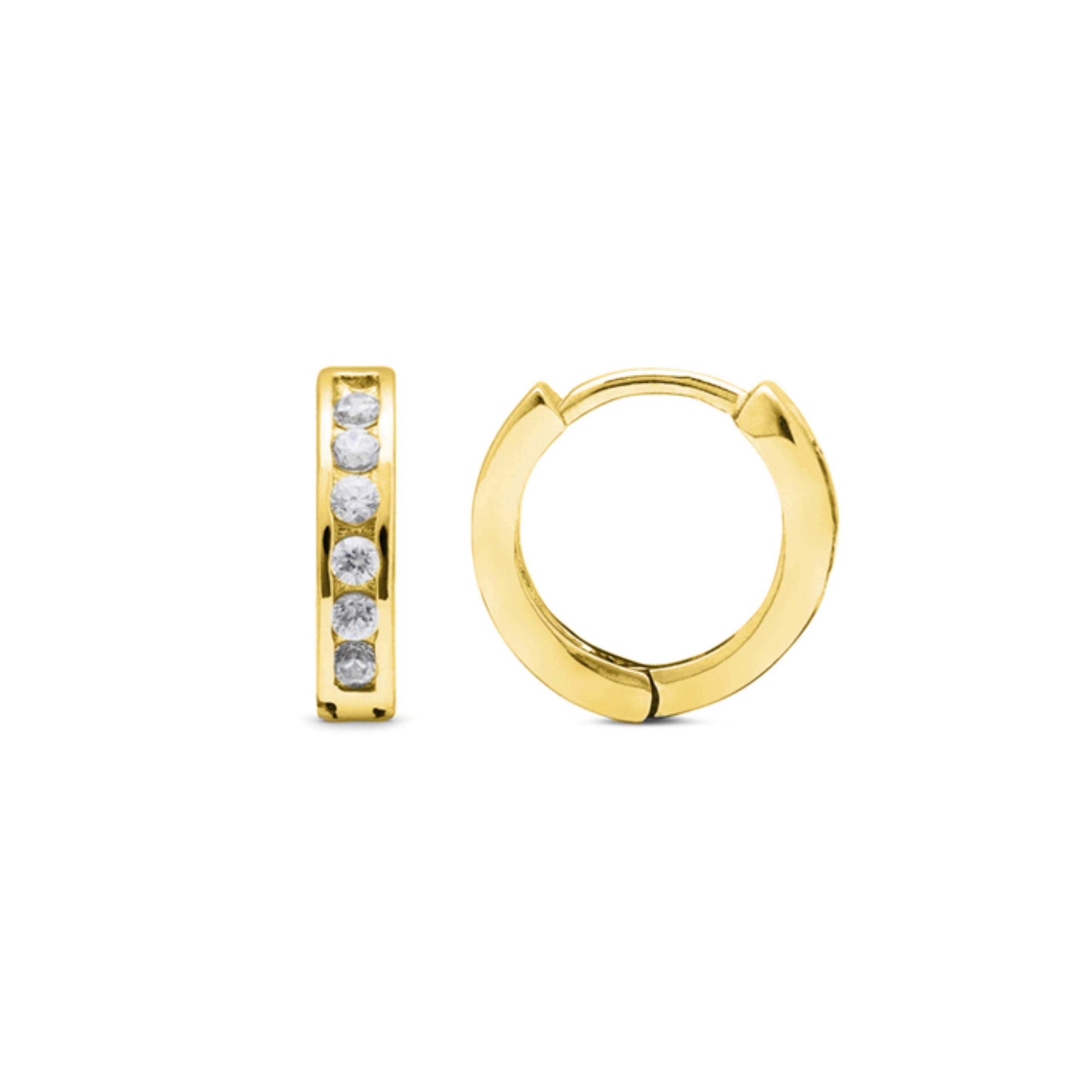 Orecchini in Argento Sterling 925 con Zirconia Brillante finiti in oro giallo 18K - Essential