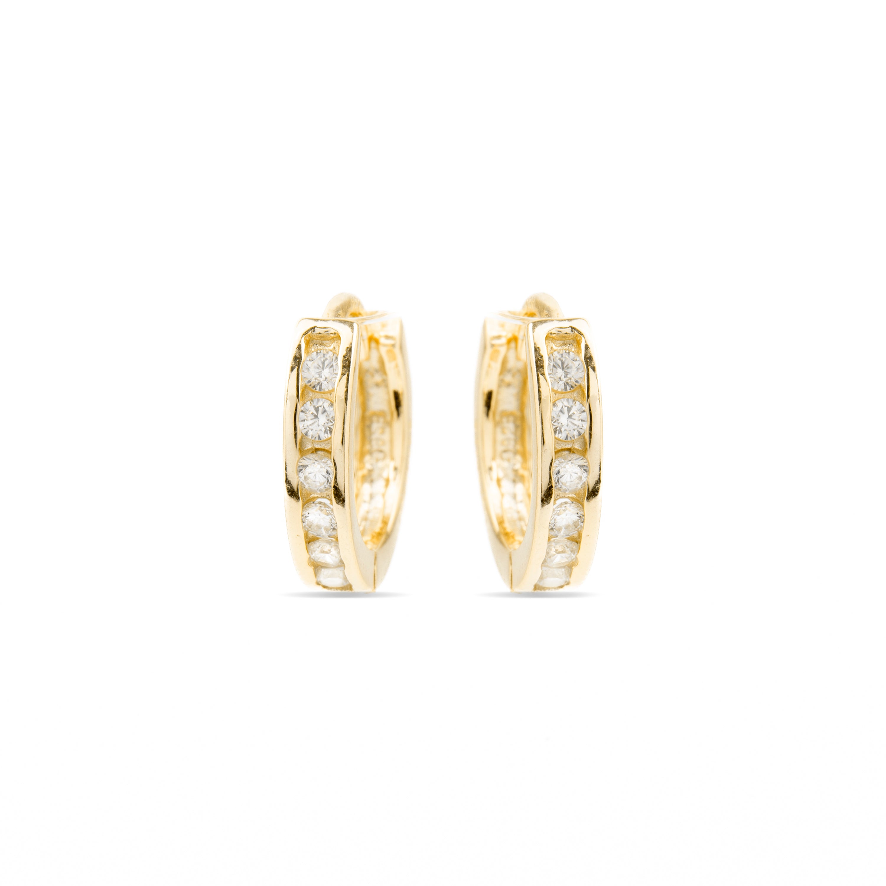 Orecchini in Argento Sterling 925 con Zirconia Brillante finiti in oro giallo 18K - Essential