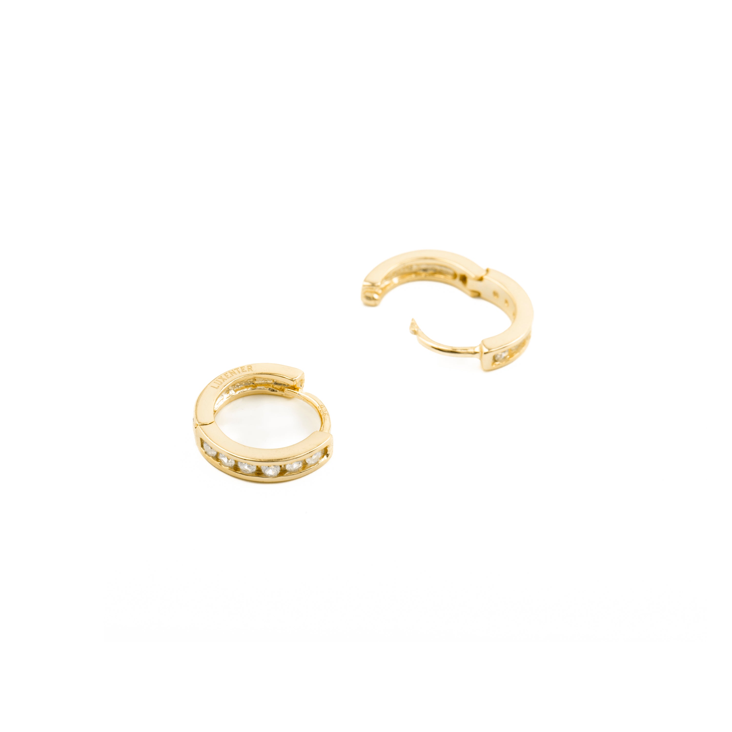 Orecchini in Argento Sterling 925 con Zirconia Brillante finiti in oro giallo 18K - Essential