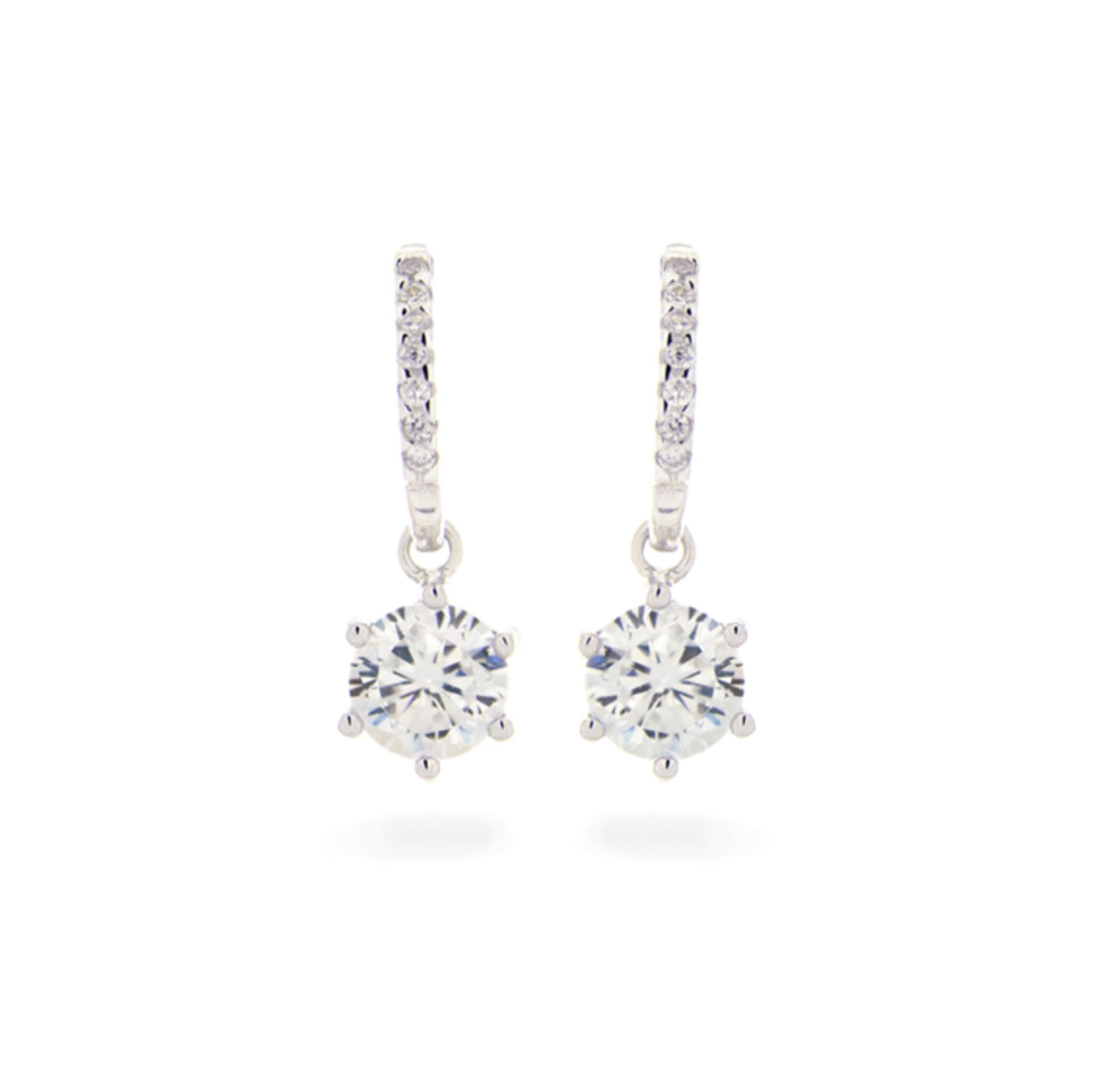 Boucles d'oreilles en argent sterling 925 avec zircon brillant finition rhodiée - Essential