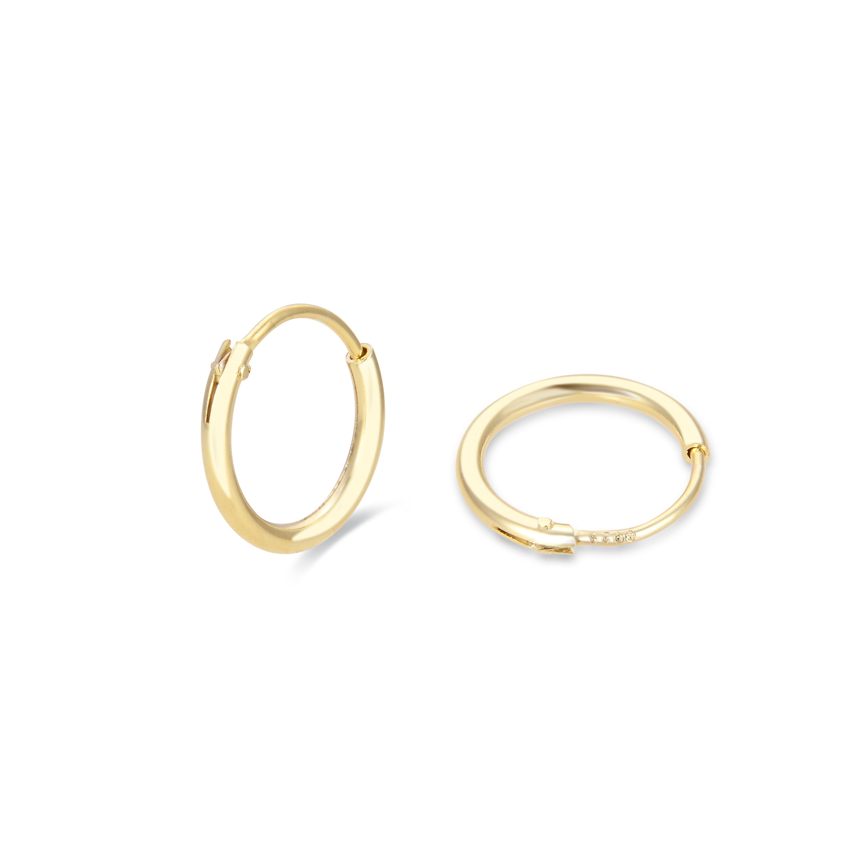 Orecchini da 10mm in Argento Sterling 925 con finitura in oro giallo 18K - Essential