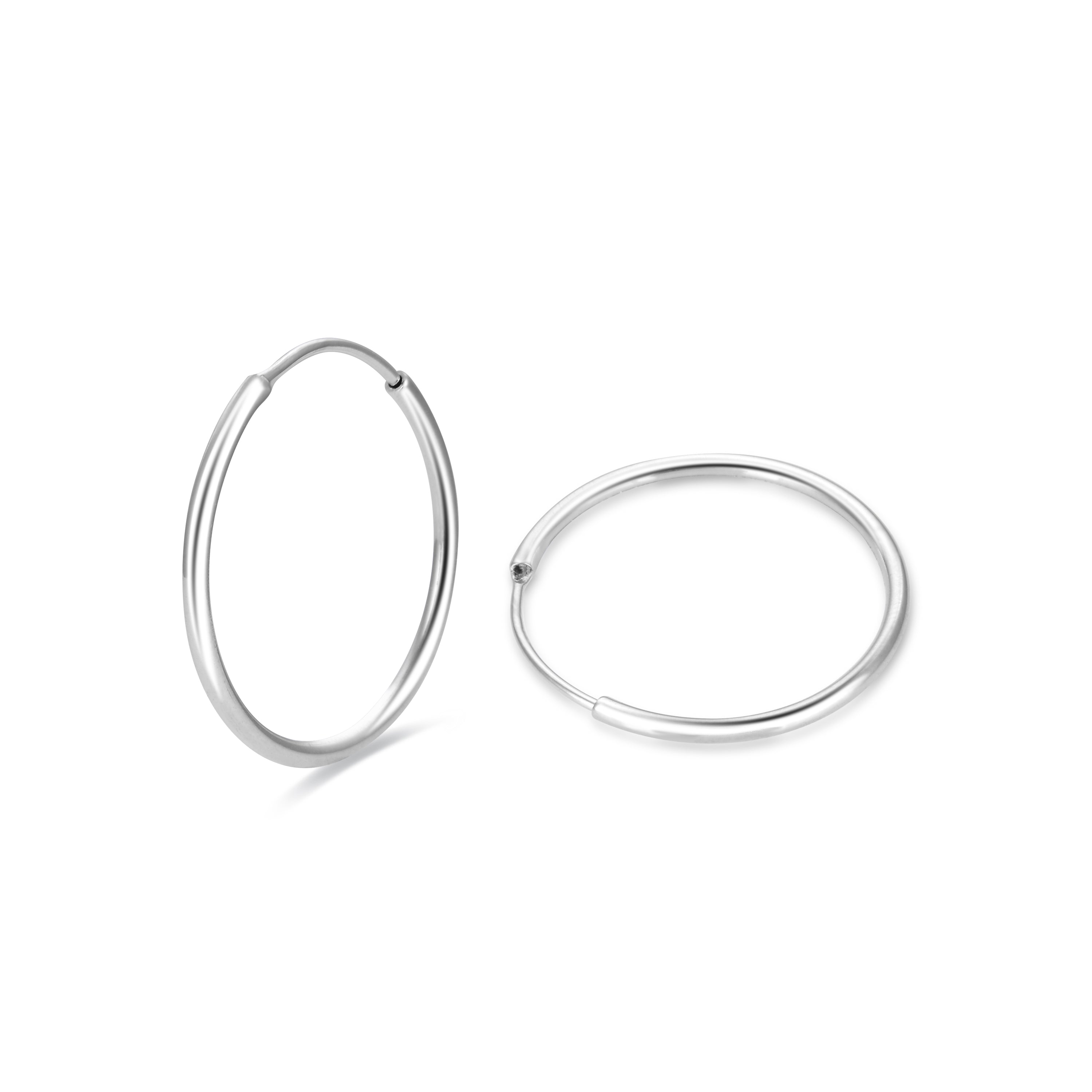 Orecchini da 20mm in Argento Sterling 925 con finitura in rodio - Essential