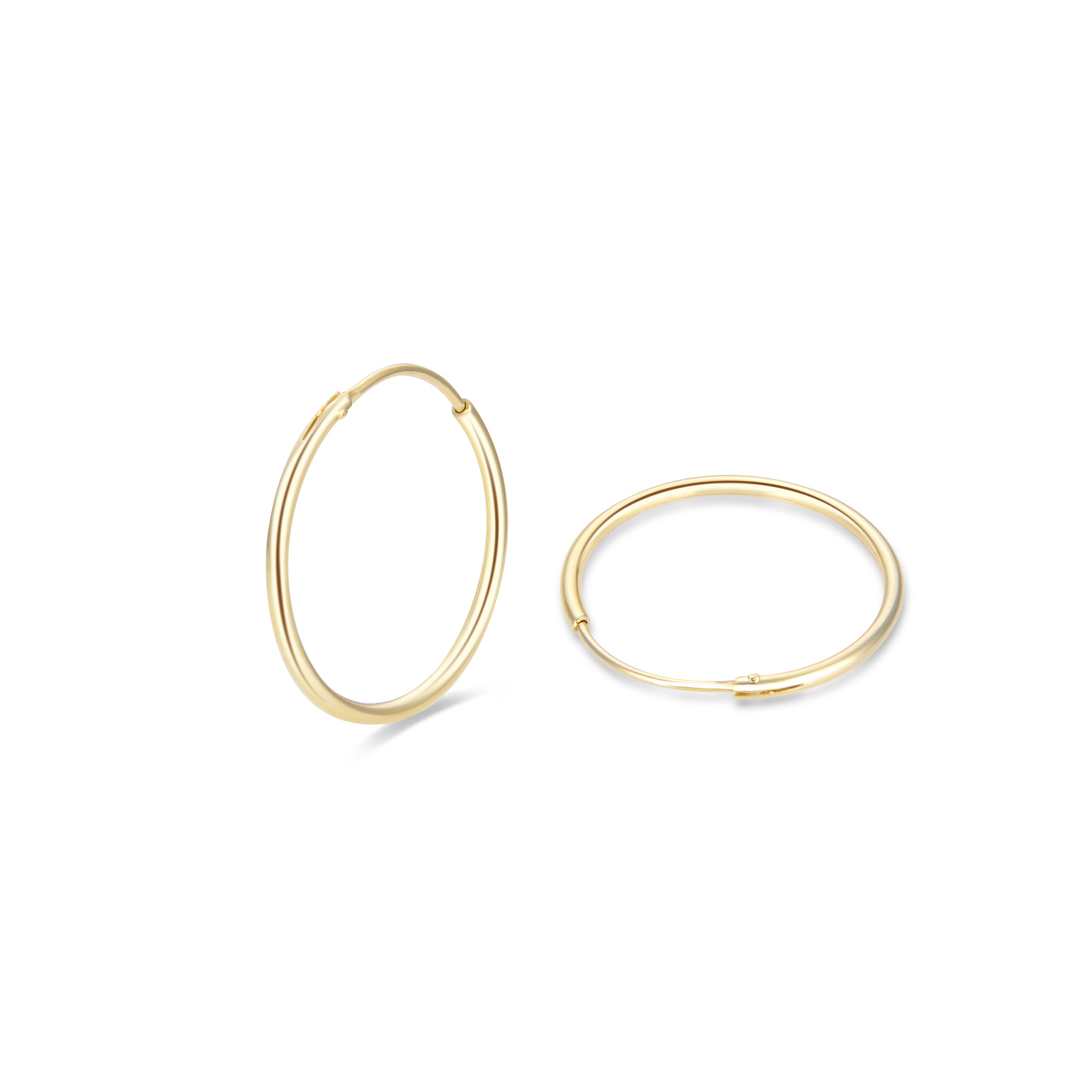 Brincos de 20mm em Prata de Lei 925 com acabamento em ouro amarelo de 18K - Essential