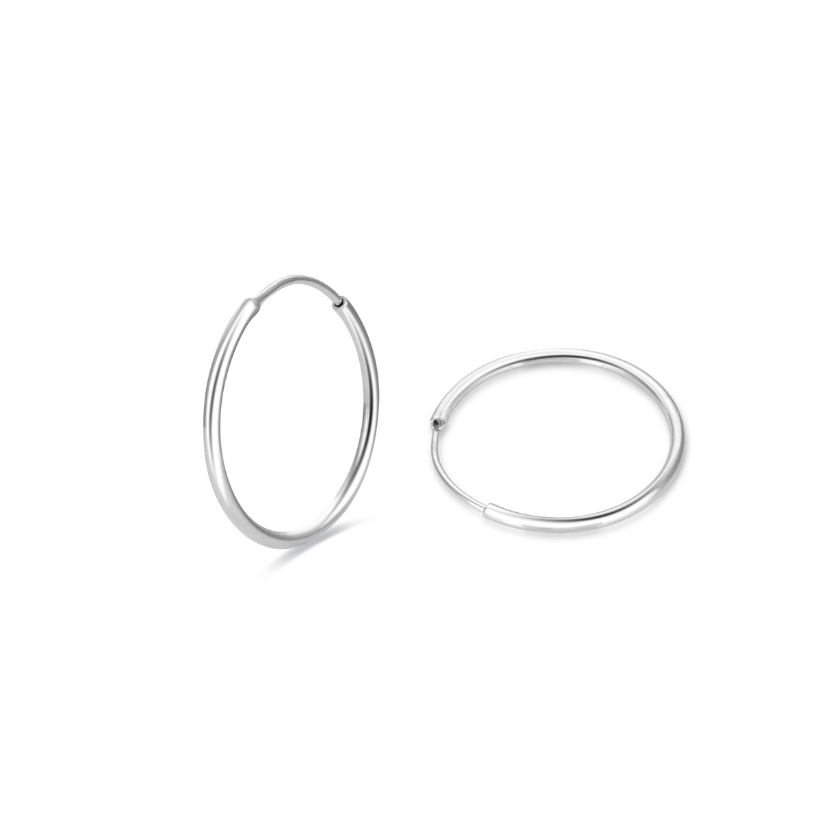 Boucles d'oreilles de 30mm de diamètre en argent sterling 925 finition rhodiée - Essential