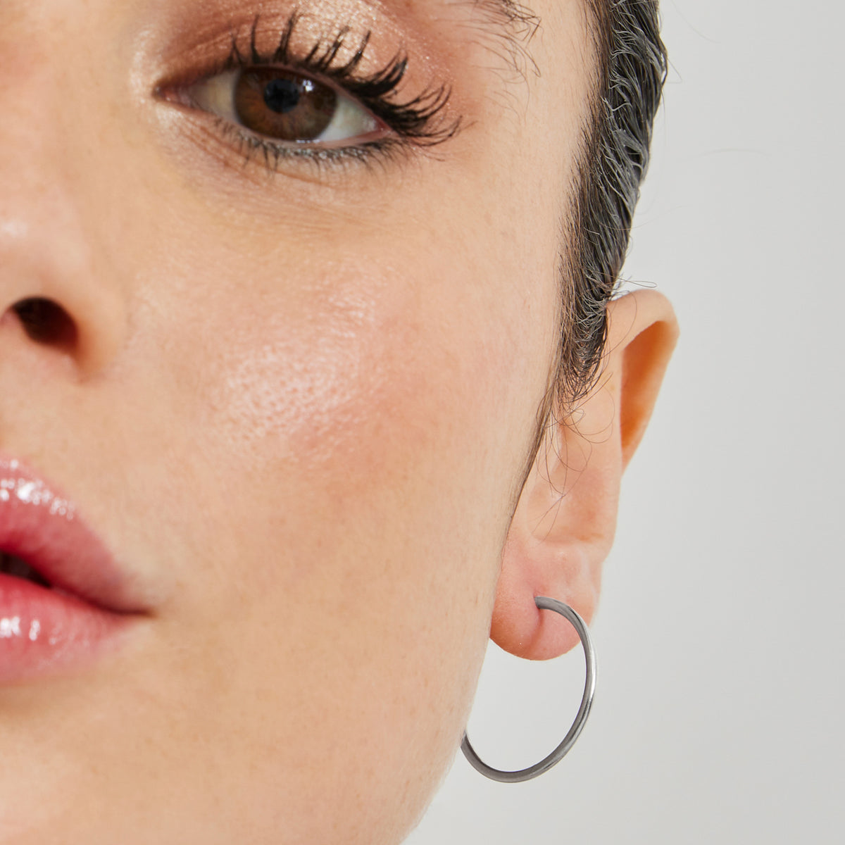 Boucles d'oreilles de 30mm de diamètre en argent sterling 925 finition rhodiée - Essential