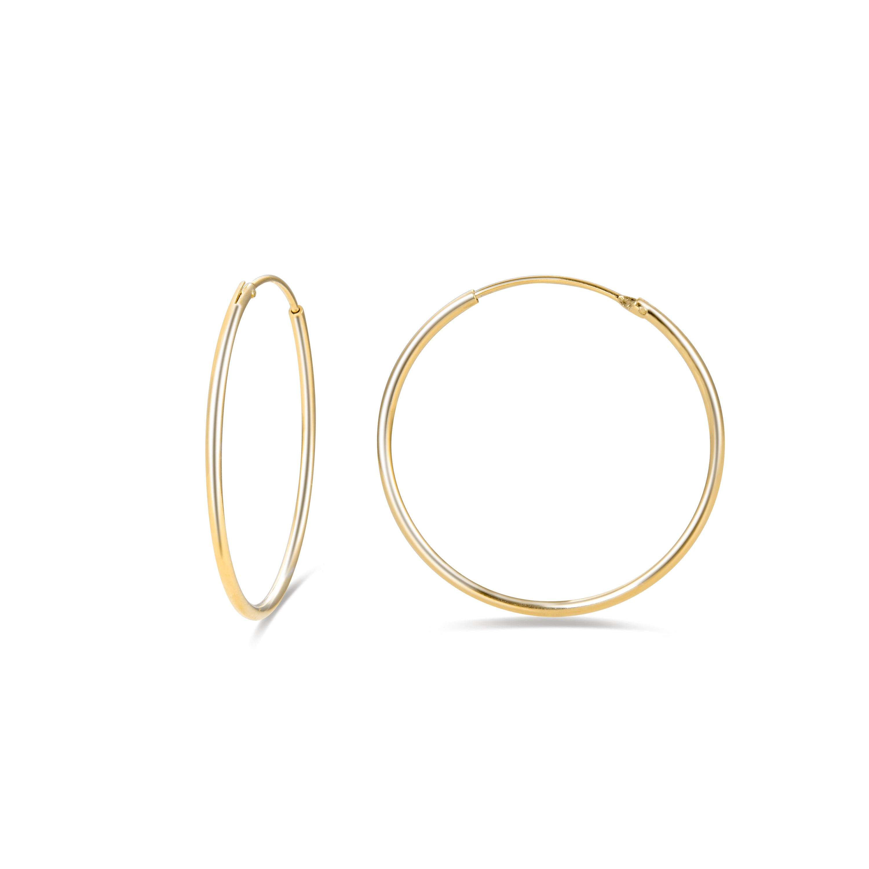 Brincos de 30mm em Prata de Lei 925 com acabamento em ouro amarelo de 18K - Essential