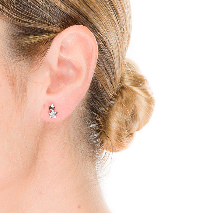 Orecchini in Argento Sterling 925 con Zirconia Brillante finiti in rodio - Lili