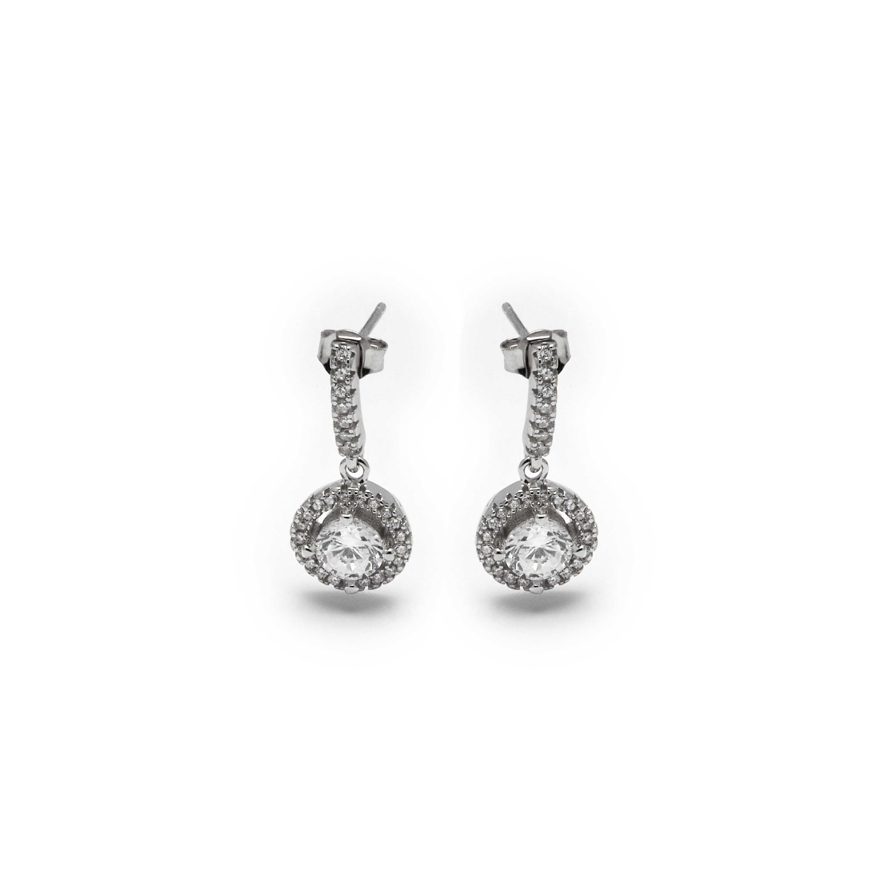 Orecchini in Argento Sterling 925 con Zirconia Brillante finiti in rodio - Gusu