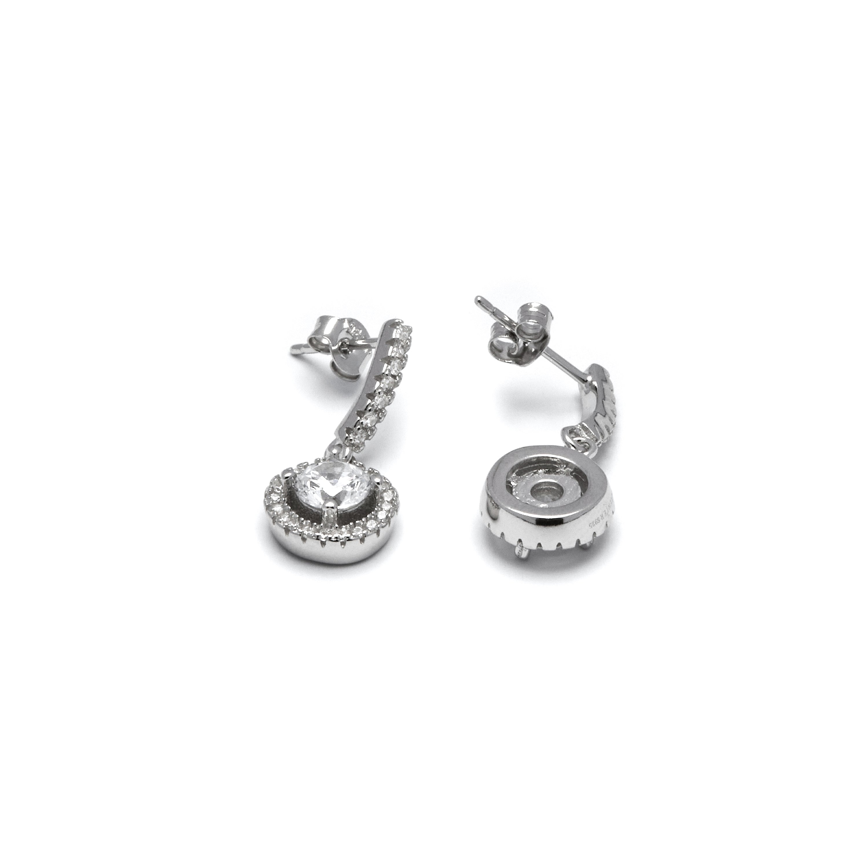 Orecchini in Argento Sterling 925 con Zirconia Brillante finiti in rodio - Gusu