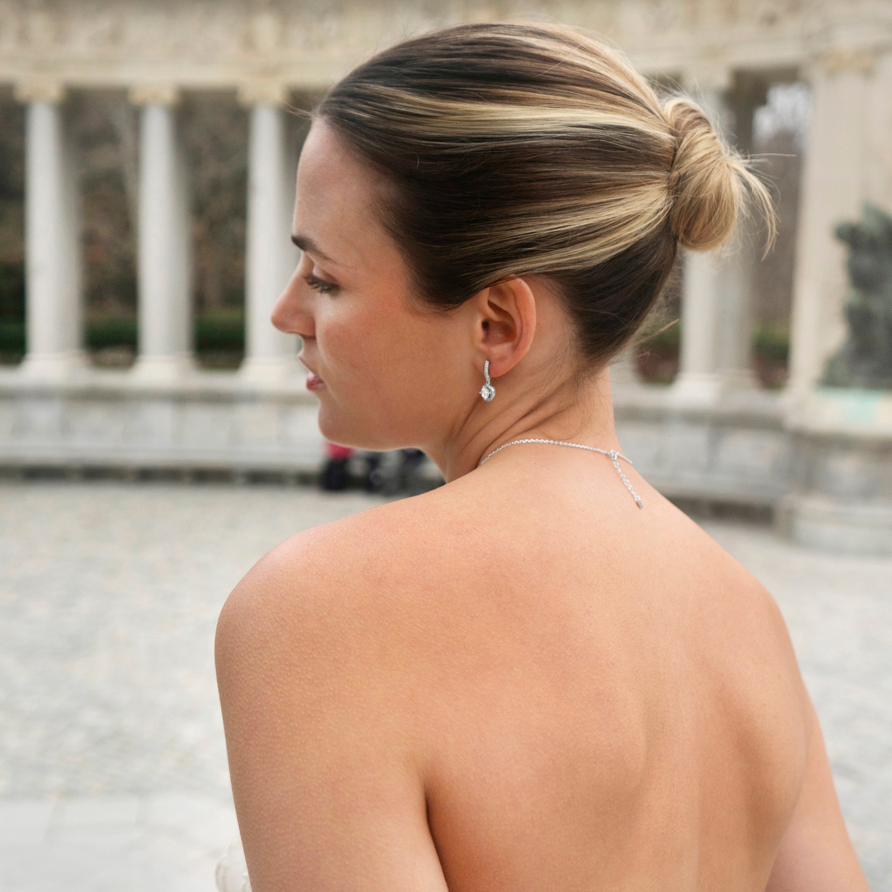 Orecchini in Argento Sterling 925 con Zirconia Brillante finiti in rodio - Gusu