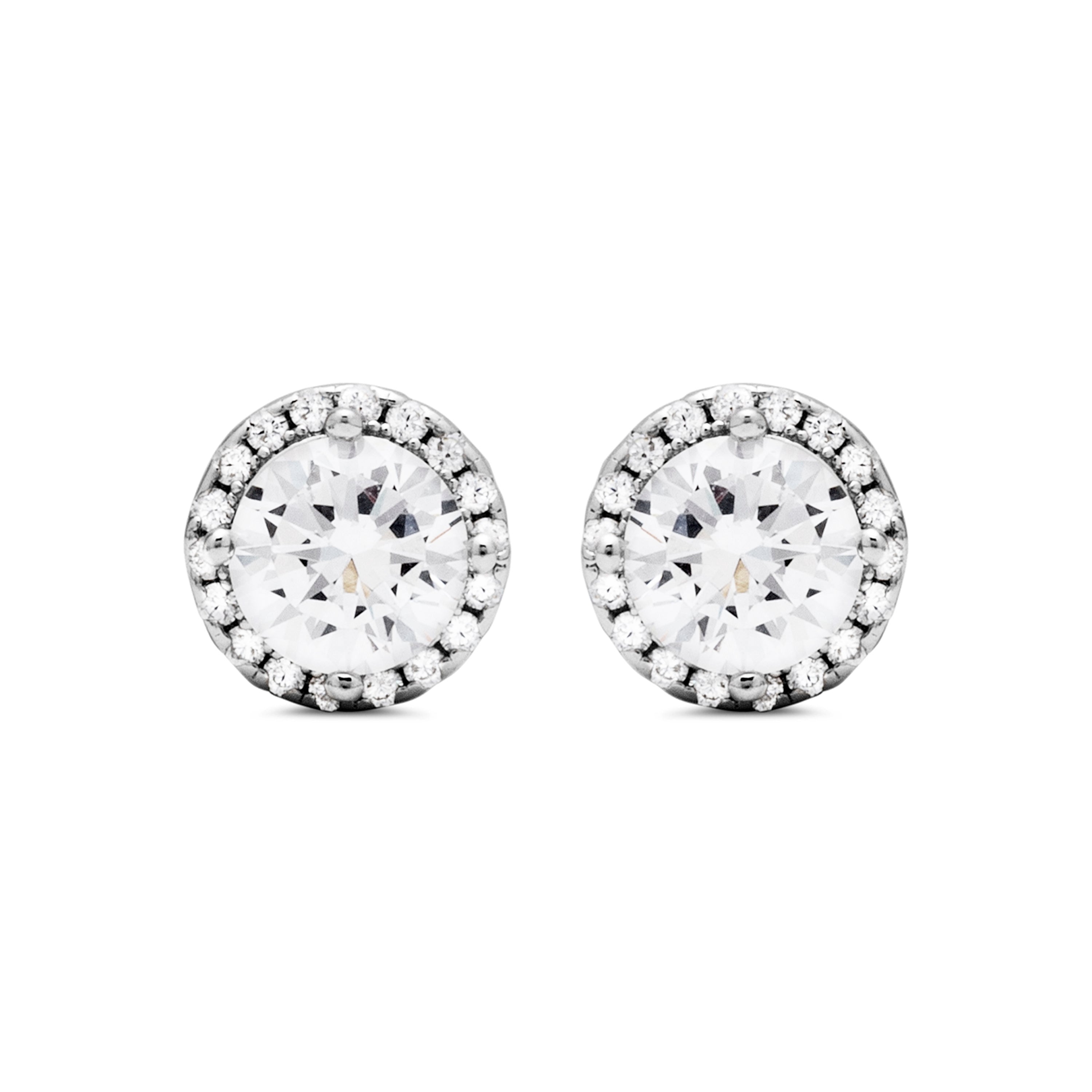 Pendientes de Plata de Ley 925 con Circonita Brillante acabados en rodio - Amsai