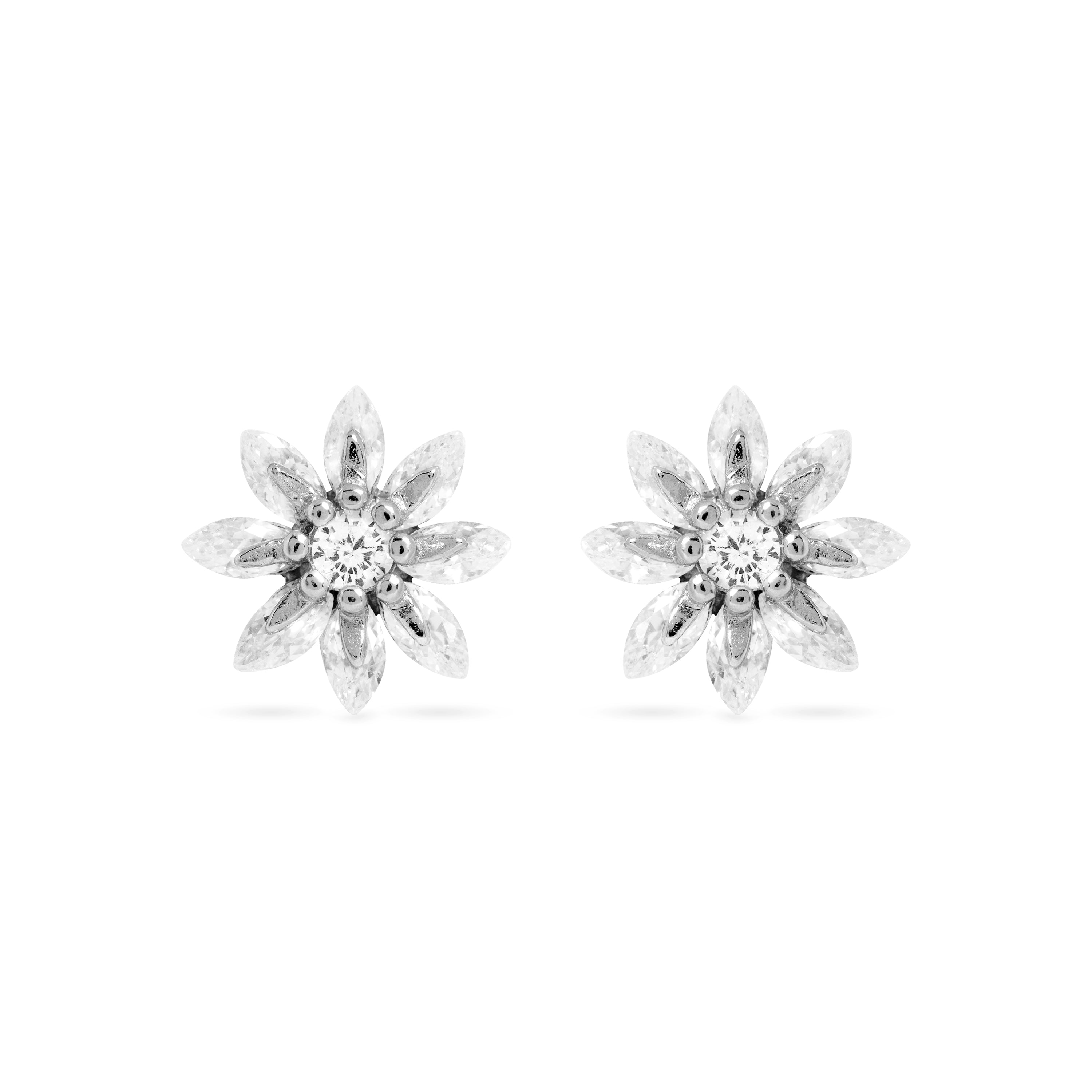 925 Sterling Silver Earrings with Brilliant Zirconia finished in Rhodium - Aul