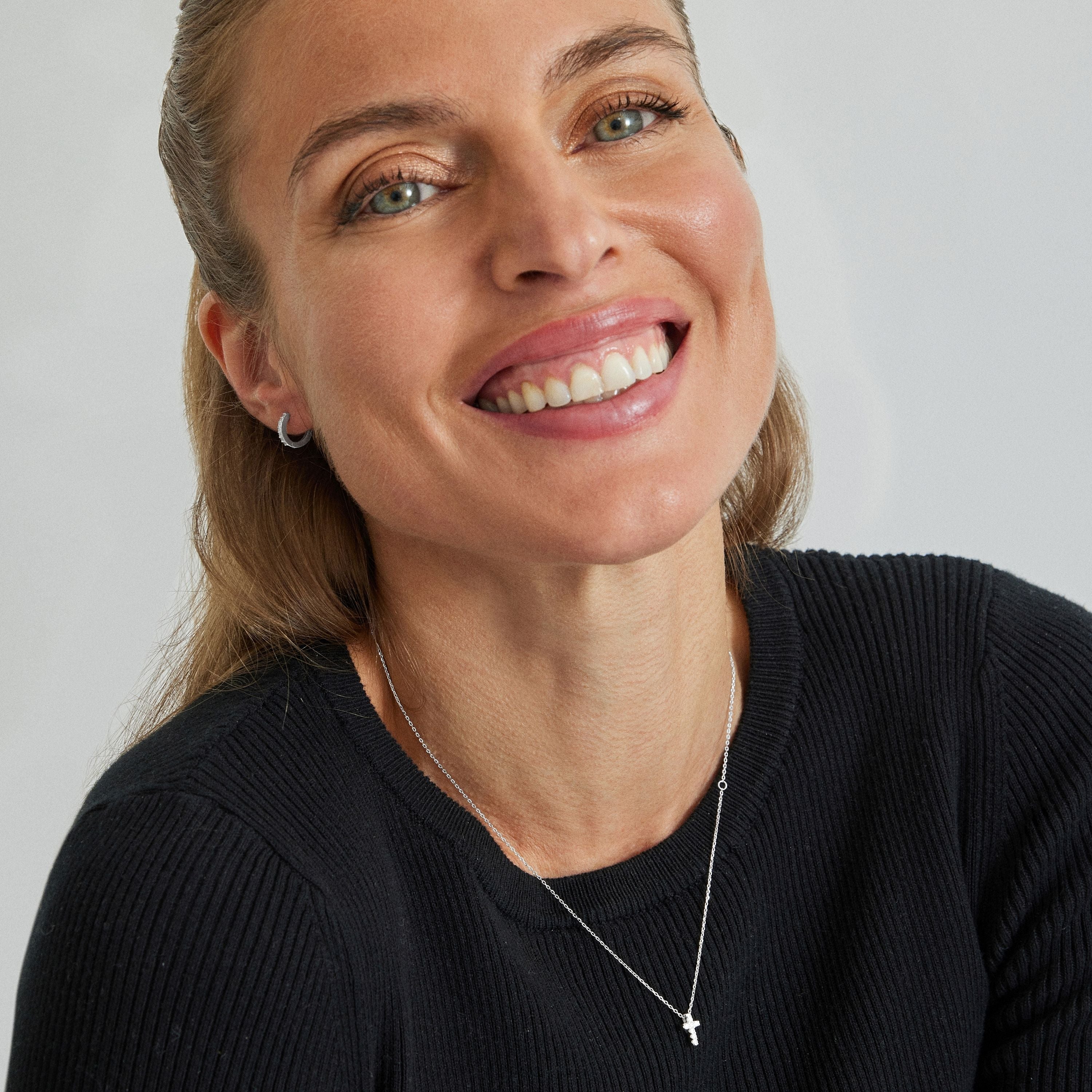 Boucles d'oreilles en argent sterling 925 avec zircon brillant finition rhodiée - Leofcar