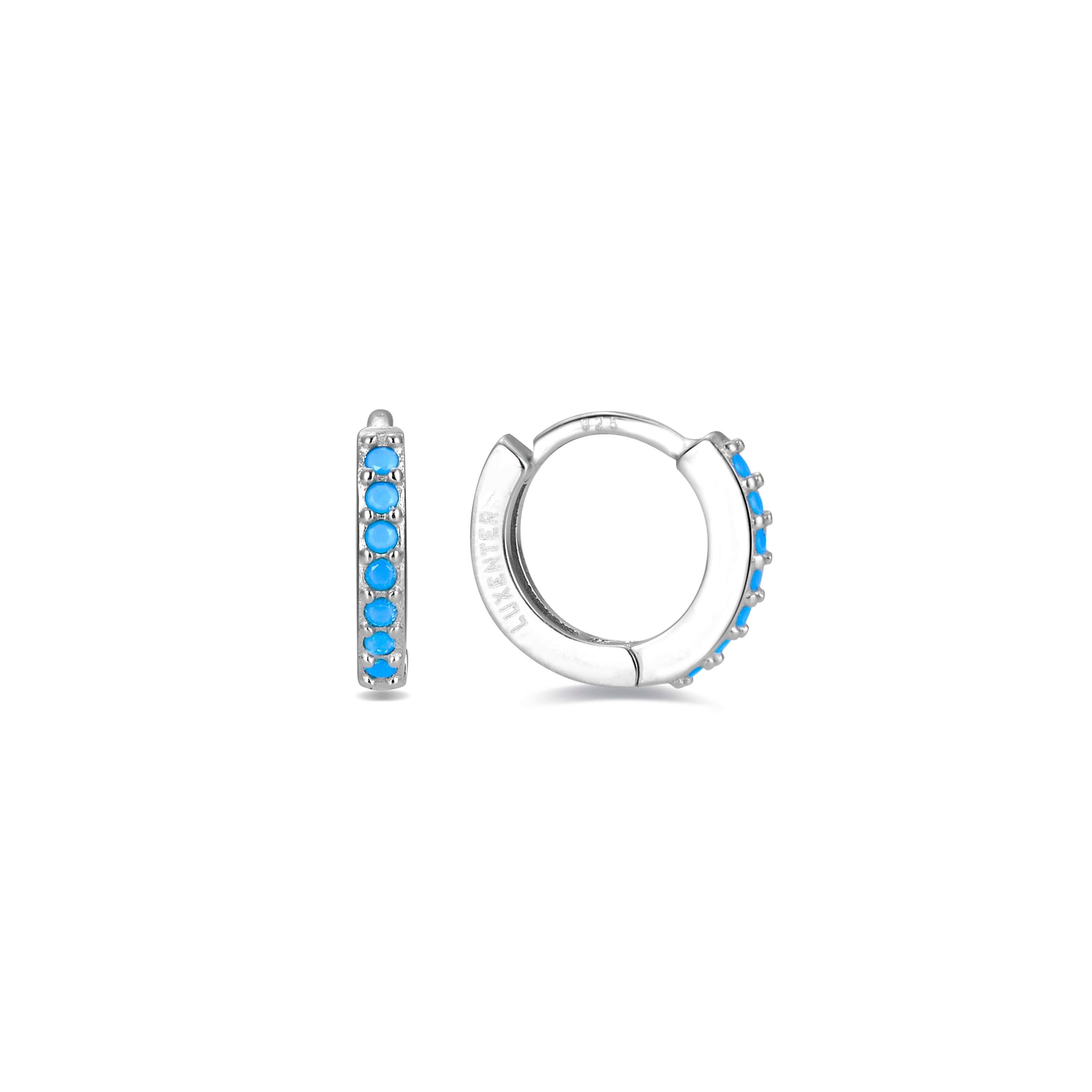 Orecchini da 7mm in Argento Sterling 925 con Turchese finitura in rodio - Leofcar
