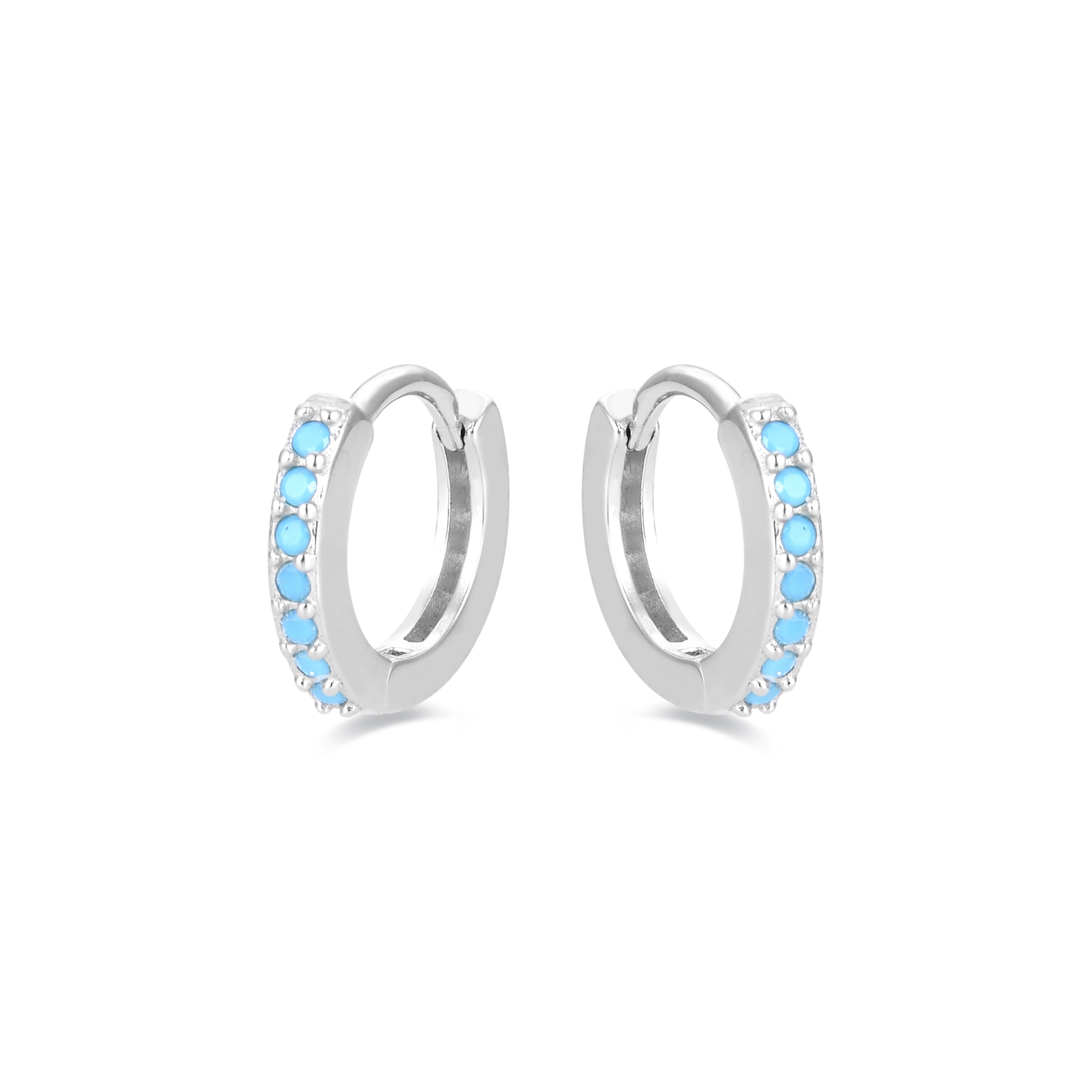 Orecchini da 7mm in Argento Sterling 925 con Turchese finitura in rodio - Leofcar