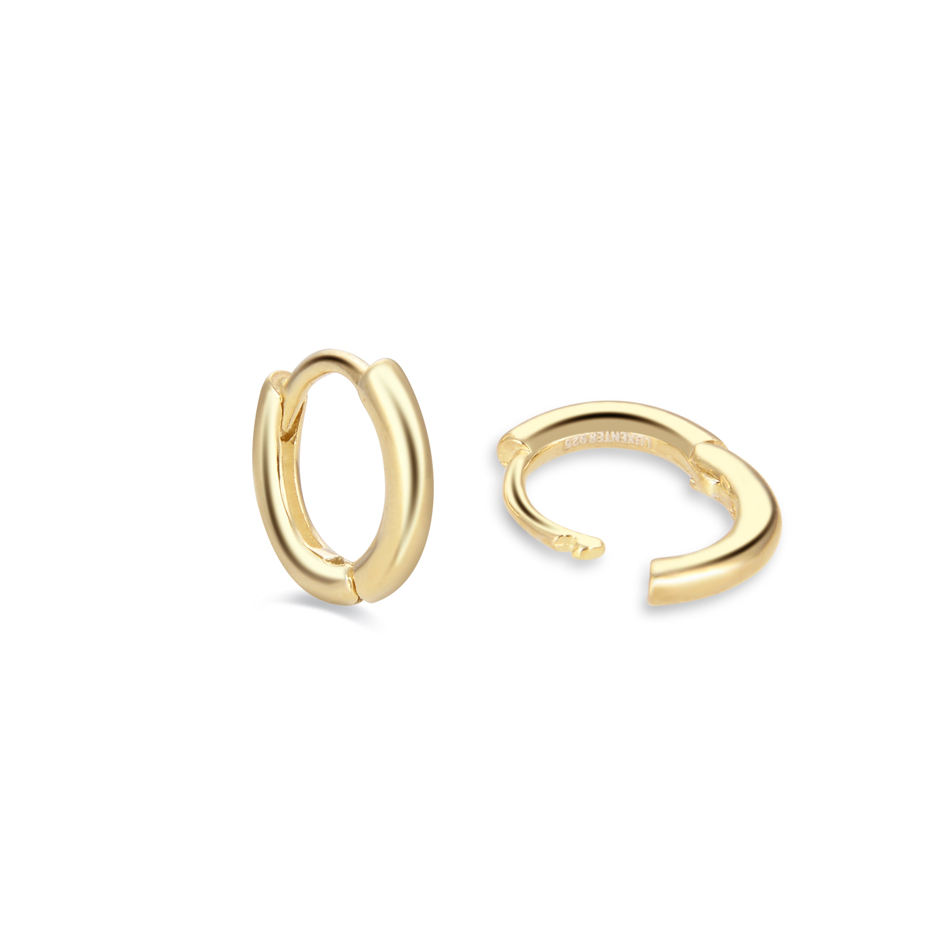 Boucles d'oreilles de 7mm en argent sterling 925 finition or jaune 18K - Ricbeorn