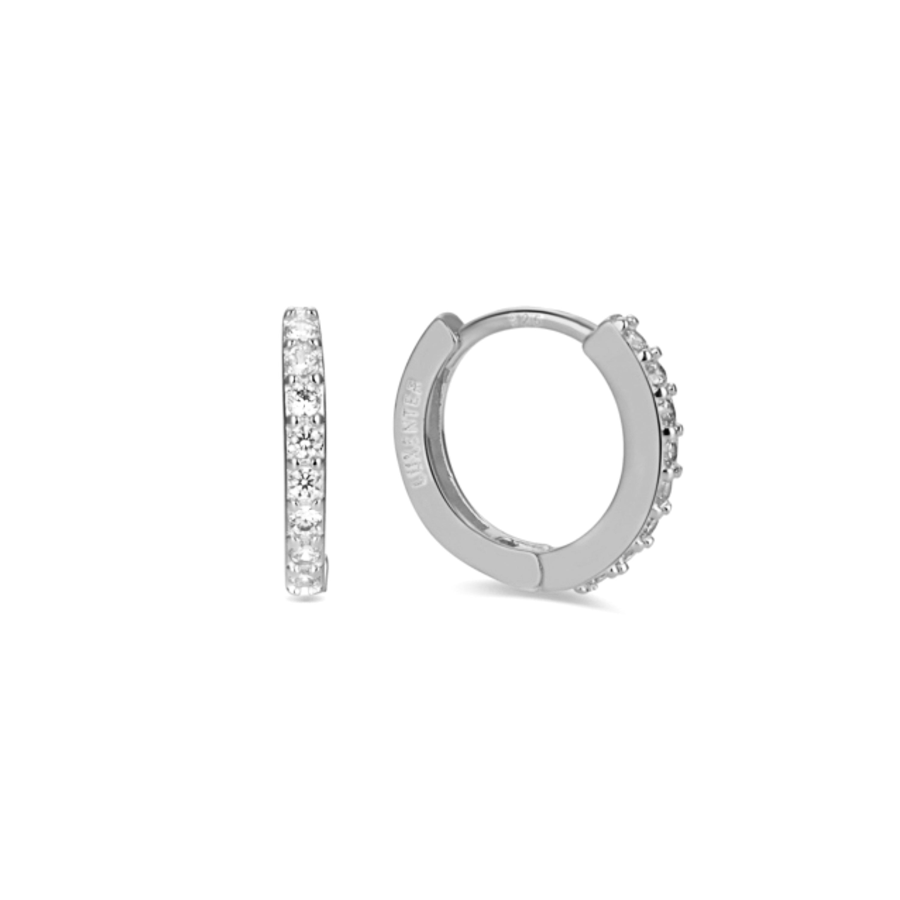 Boucles d'oreilles en argent sterling 925 avec zircon brillant finition rhodiée - Valarys