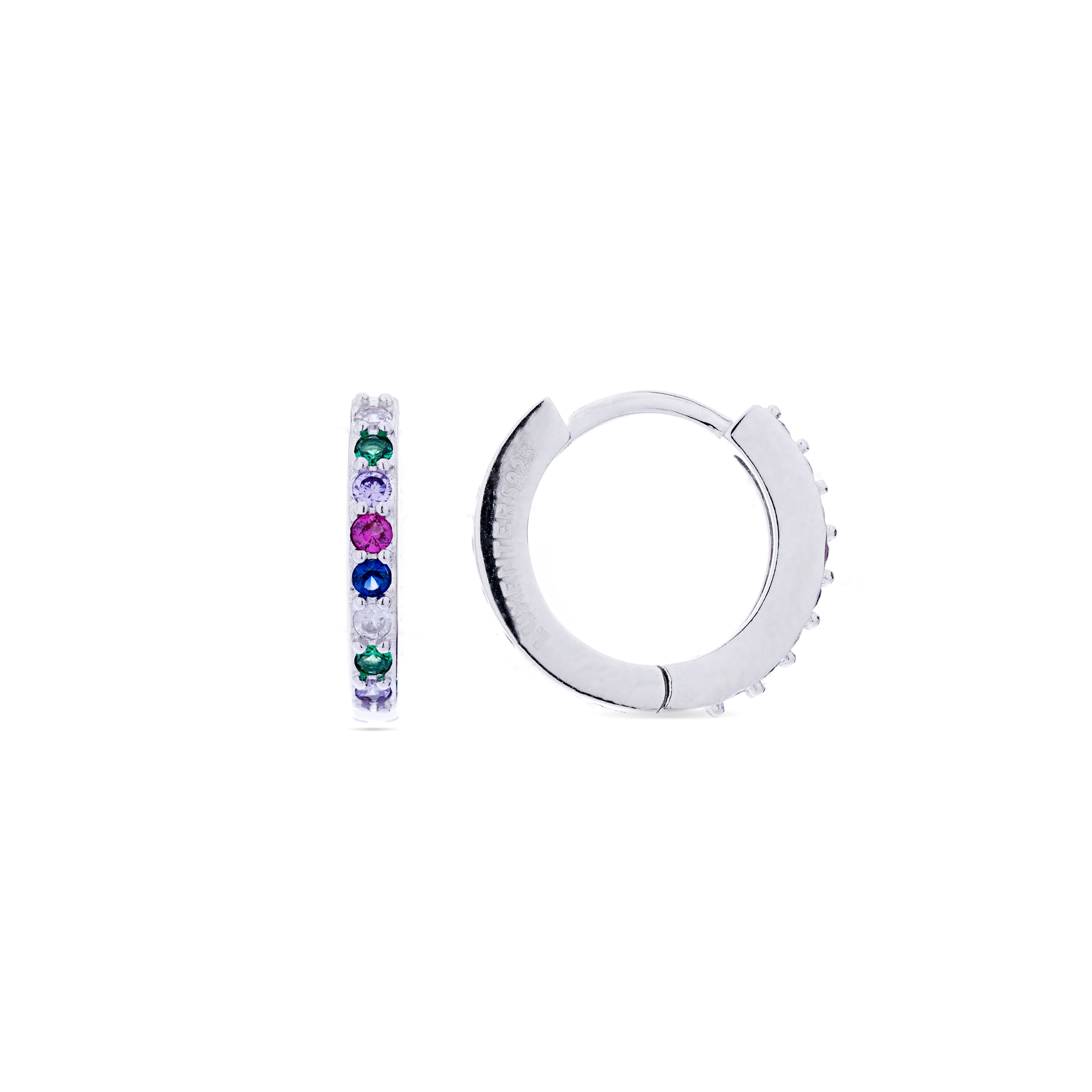 Brincos de Prata de Lei 925 com Zircónia Multicolor acabados em ródio - Valarys