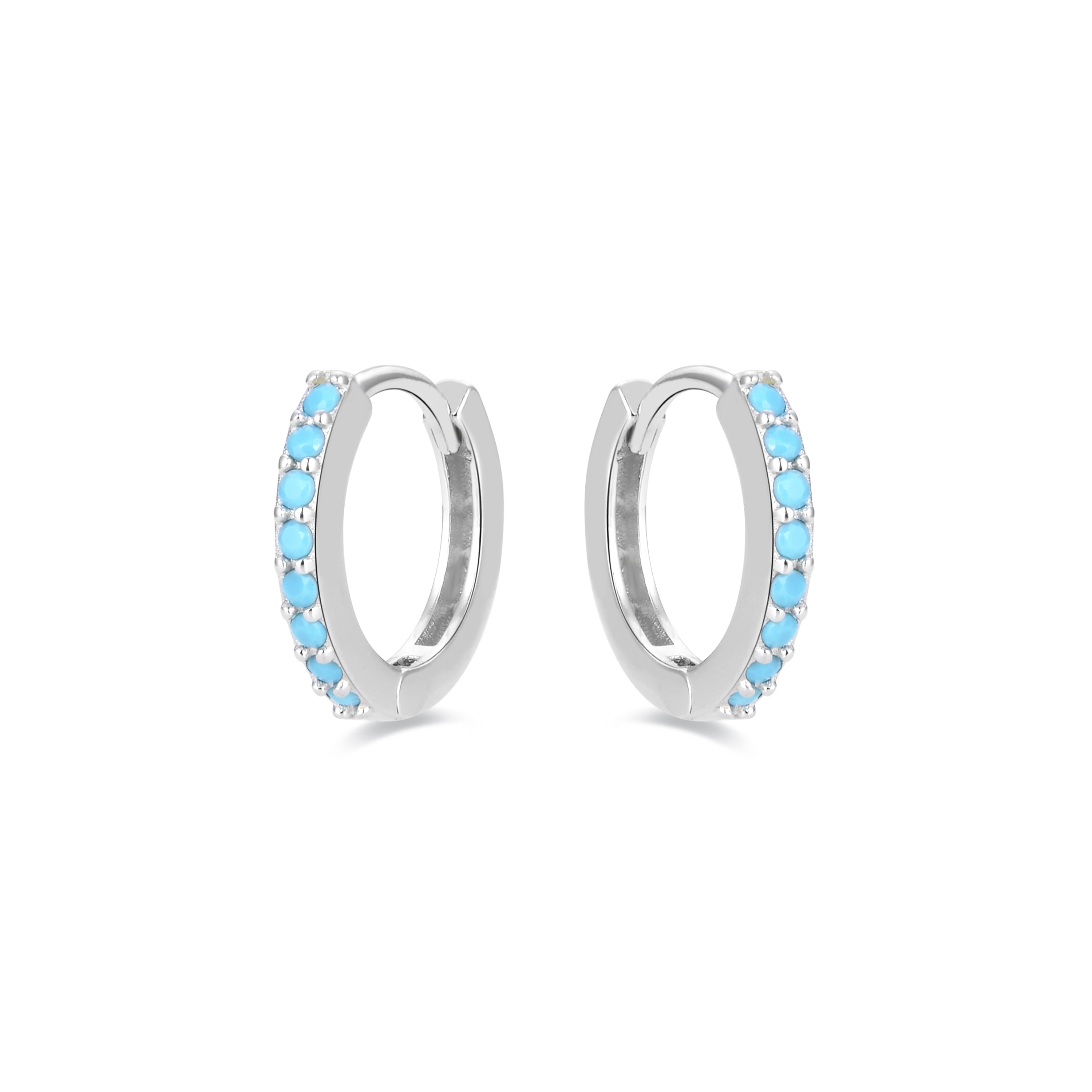 Boucles d'oreilles de 10mm en argent sterling 925 avec turquoise finition rhodiée - Valarys