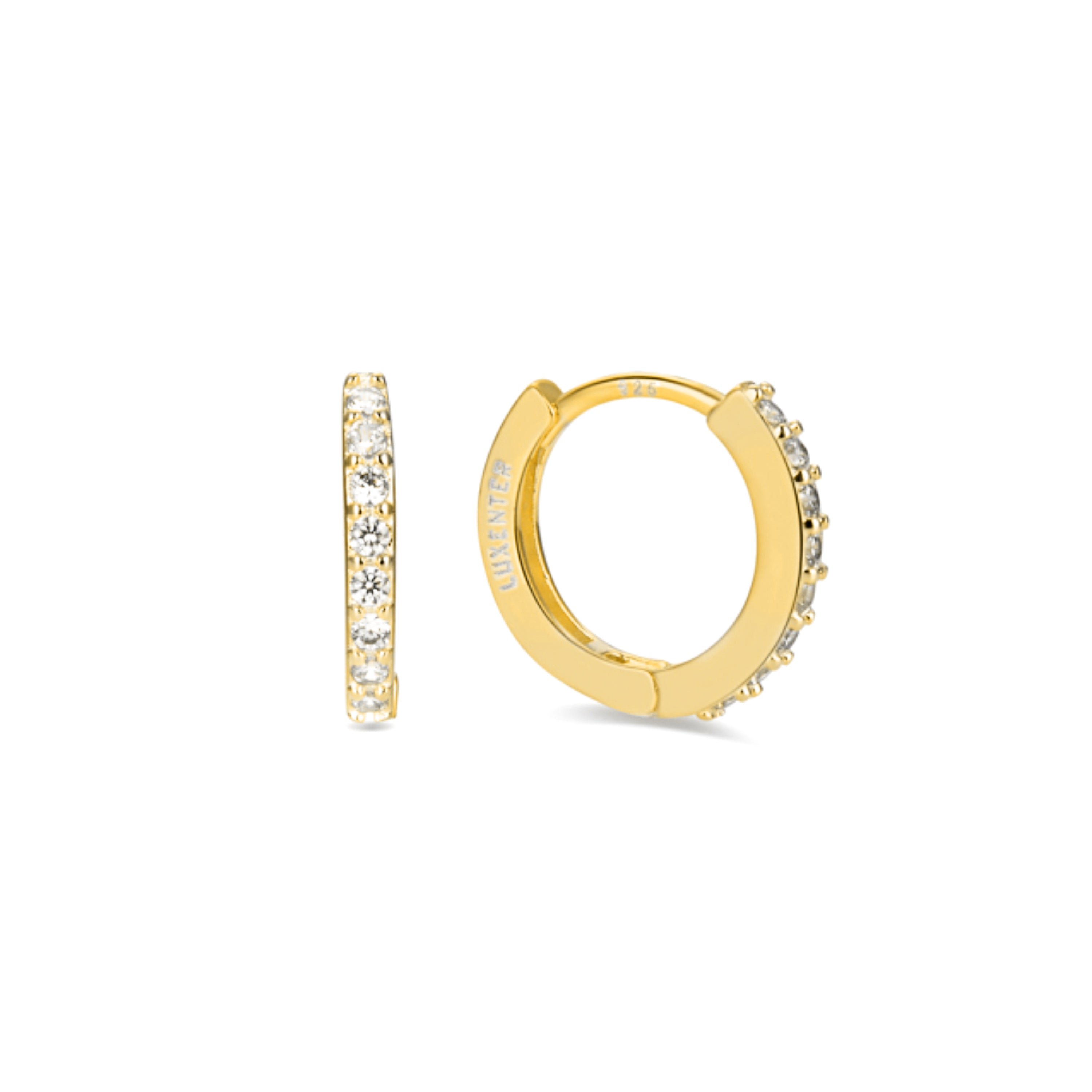 Boucles d'oreilles en argent sterling 925 avec zircon brillant finition or jaune 18K - Valarys