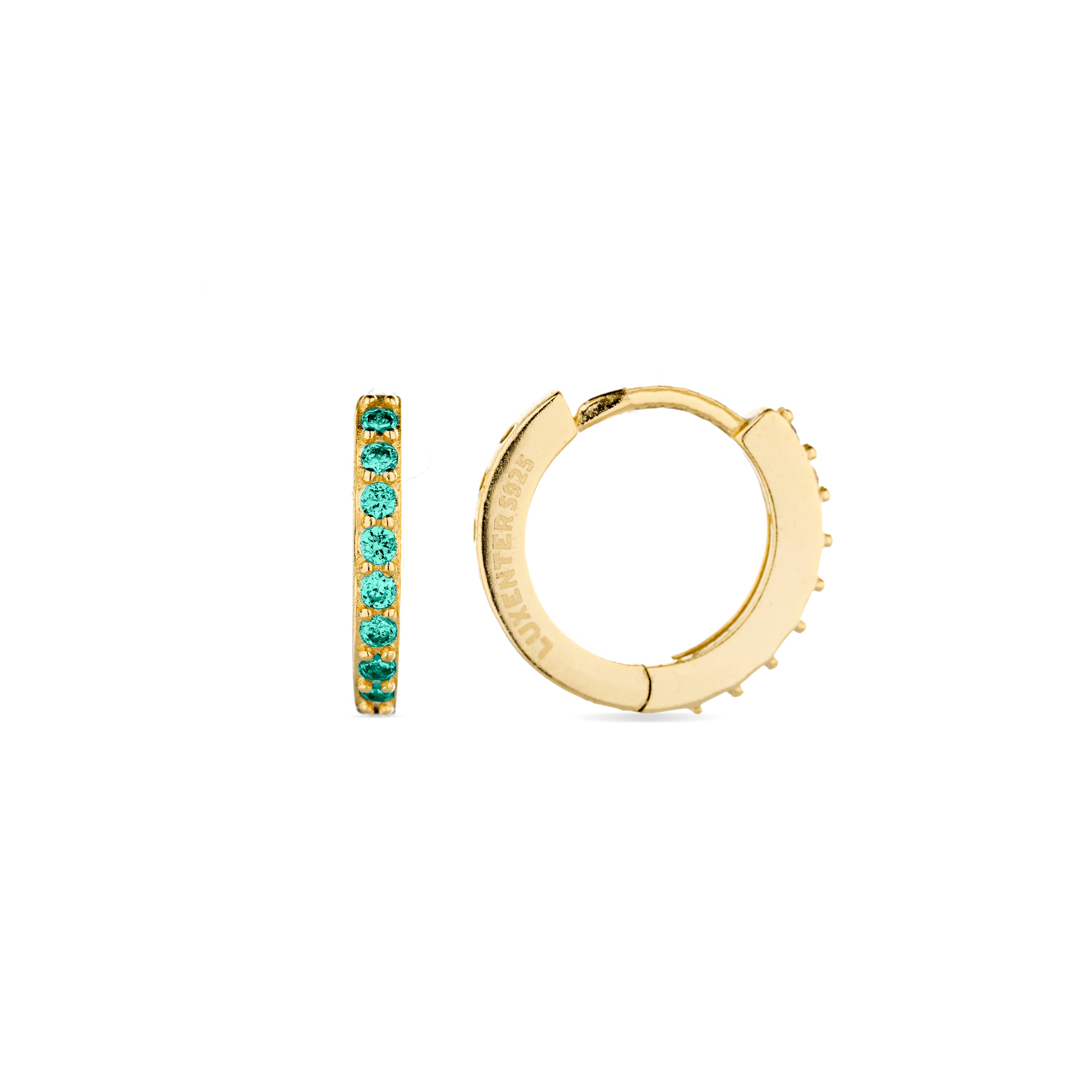 Orecchini in Argento Sterling 925 con Zirconia Verde finiti in oro giallo 18K - Valarys