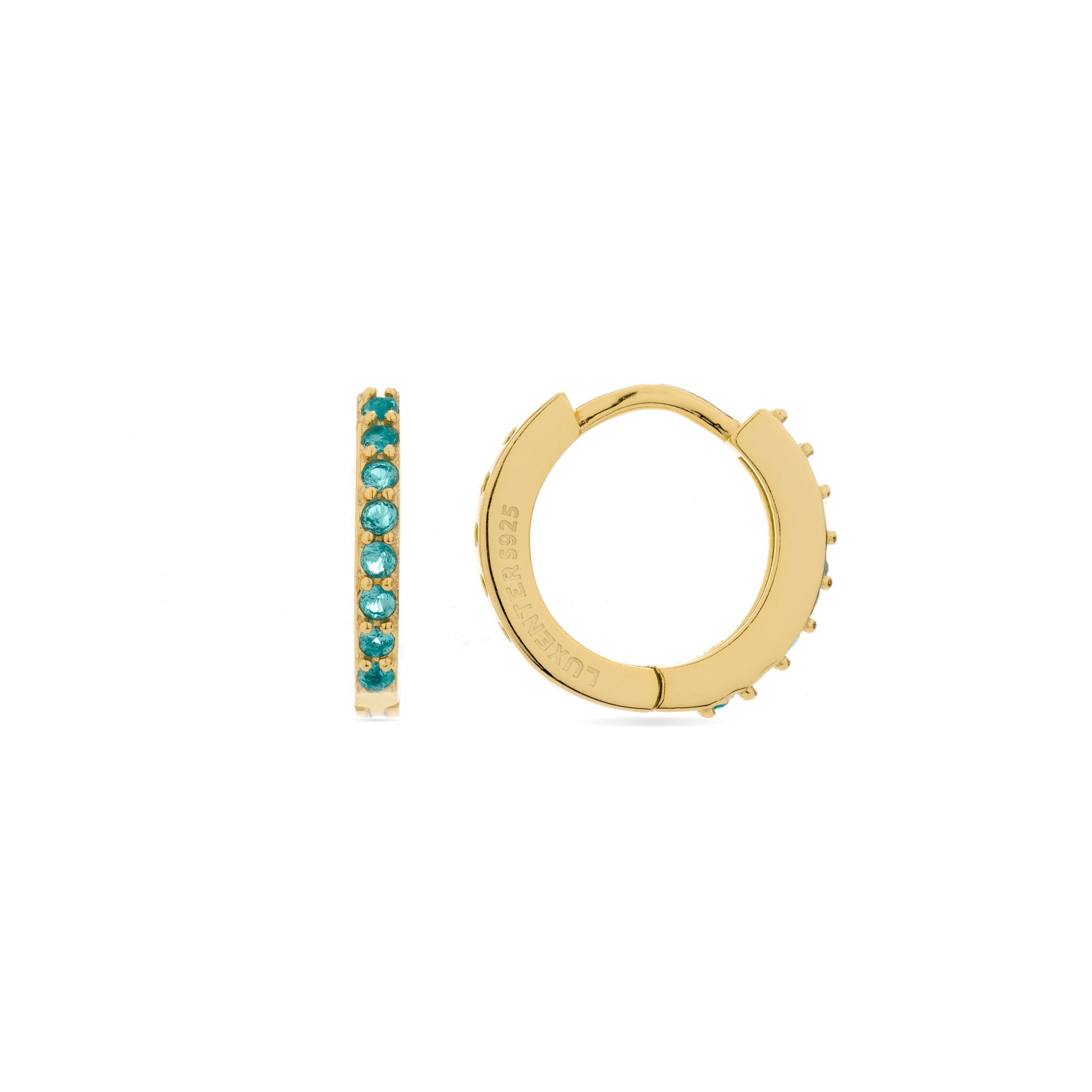 Brincos de Prata de Lei 925 com Quartzo Hidrotermal Verde Claro acabados em ouro amarelo 18K - Valarys
