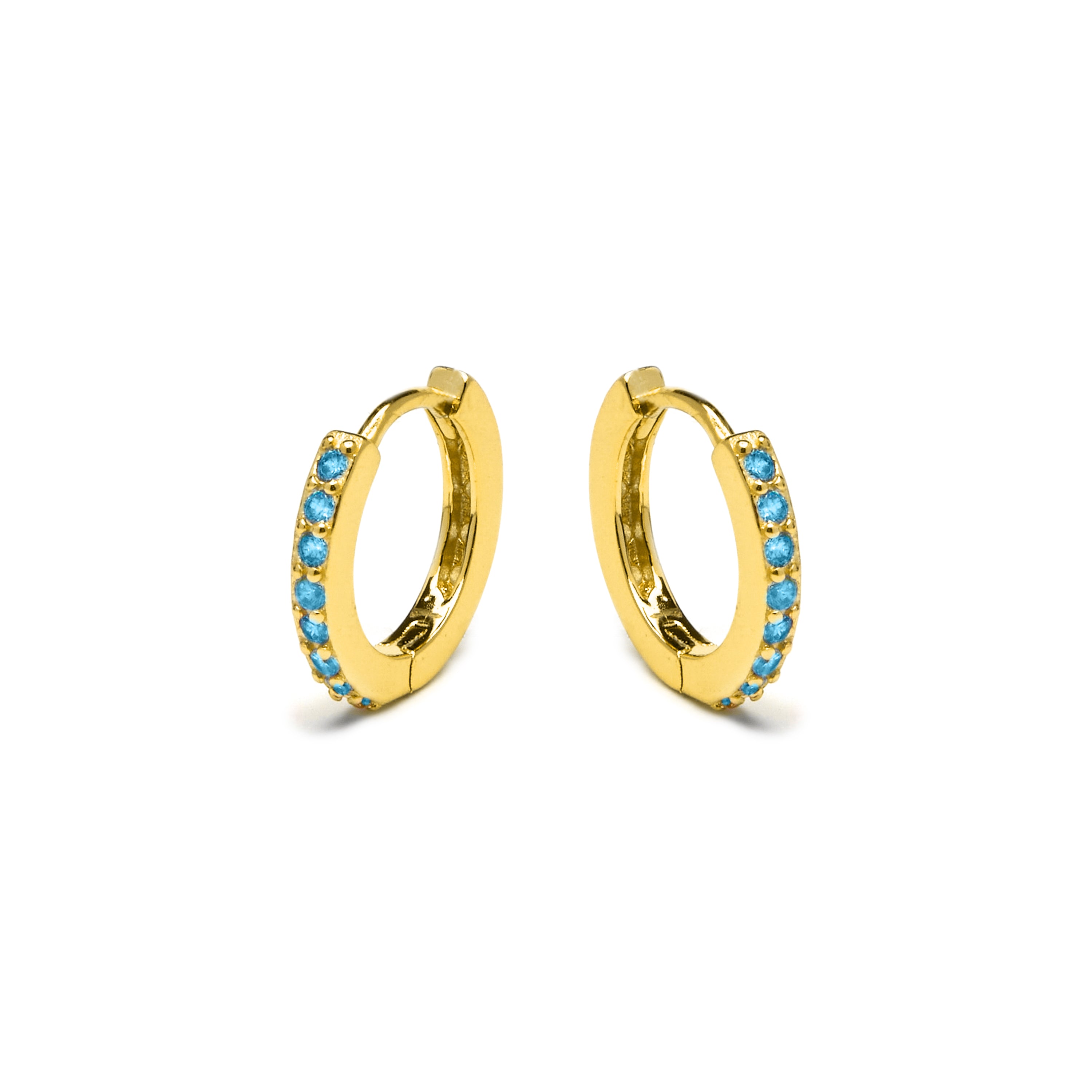 Brincos de Prata de Lei 925 com Quartzo Hidrotermal Verde Claro acabados em ouro amarelo 18K - Valarys