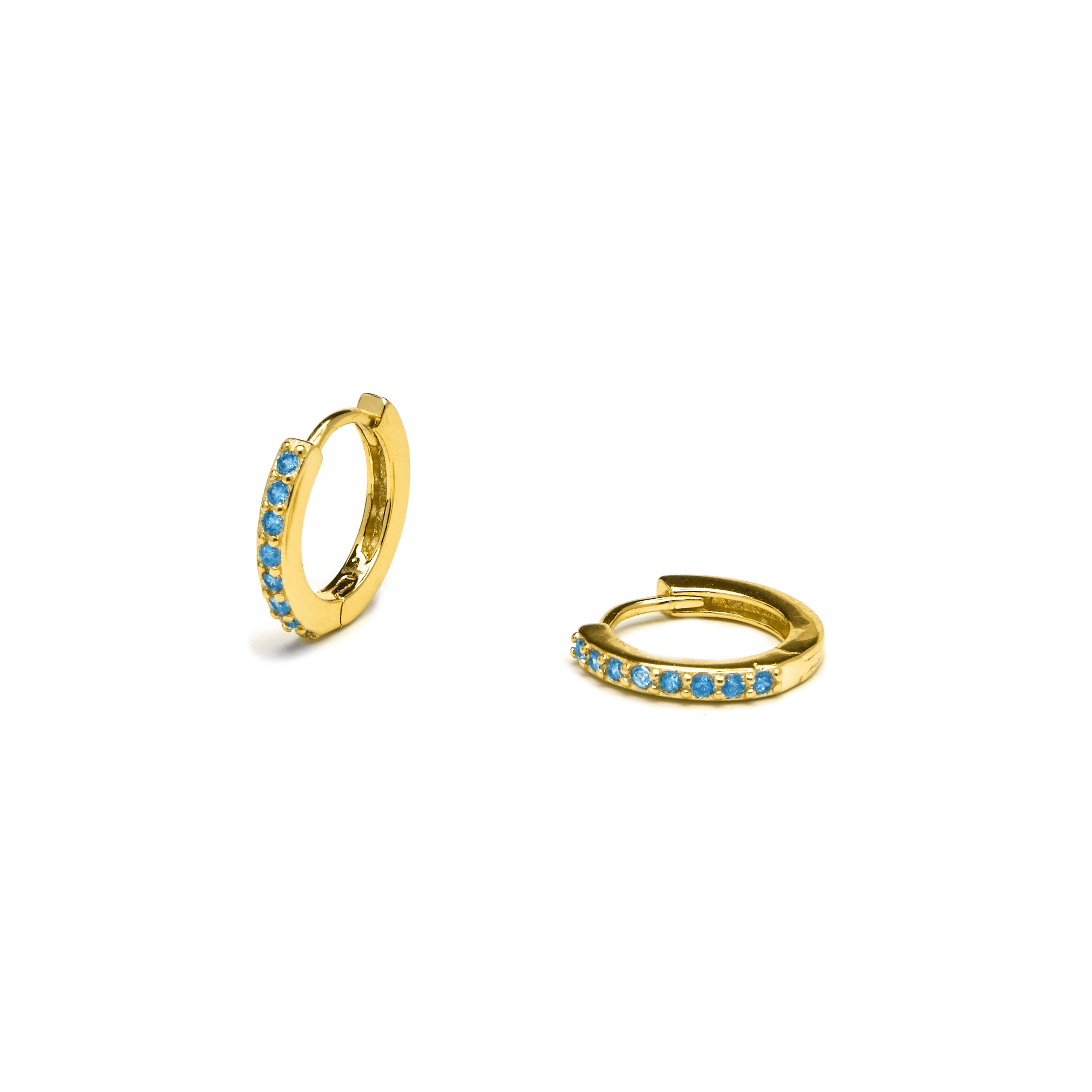 Brincos de Prata de Lei 925 com Quartzo Hidrotermal Verde Claro acabados em ouro amarelo 18K - Valarys