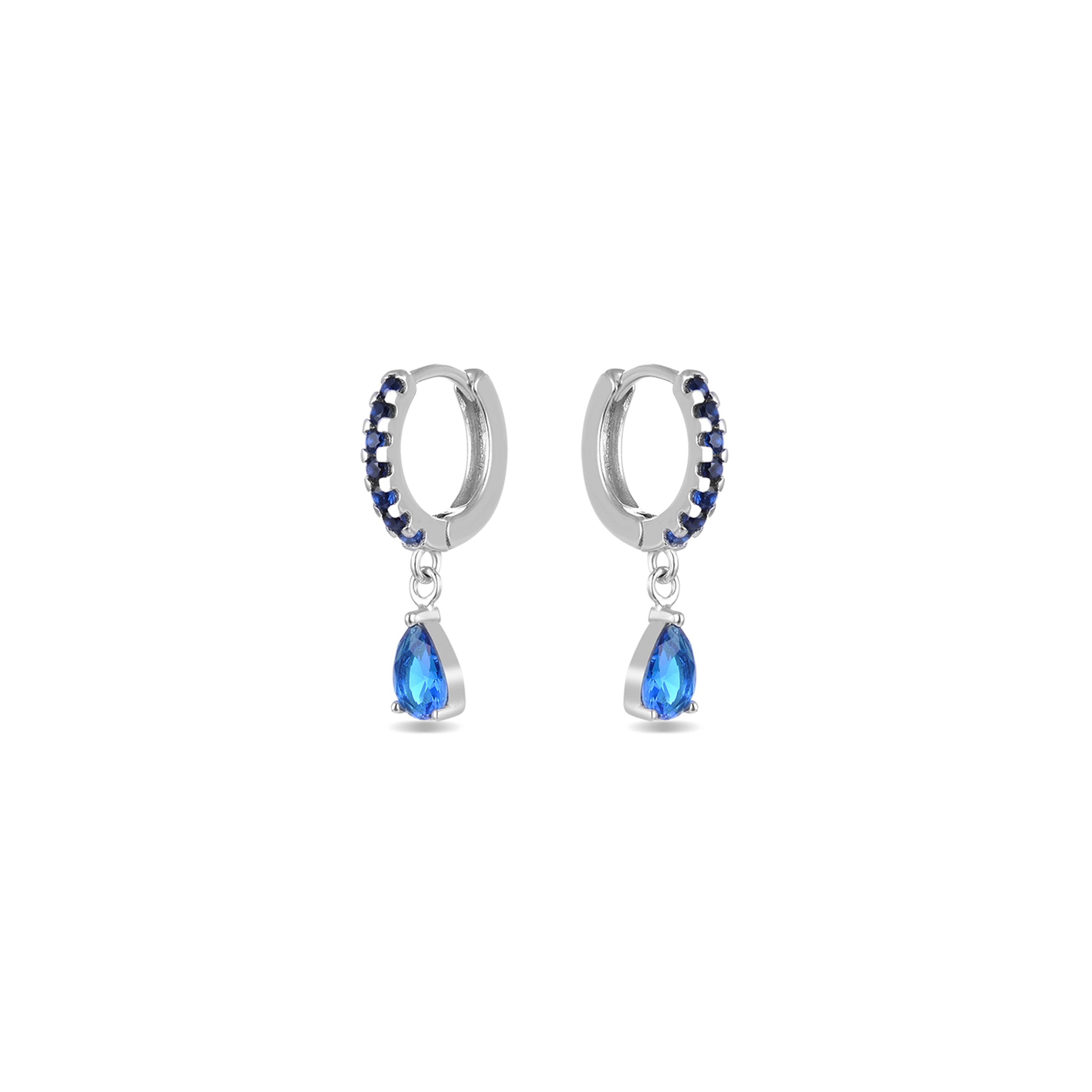 Boucles d'oreilles en argent sterling 925 avec zirconium saphir finition rhodiée - Intheon