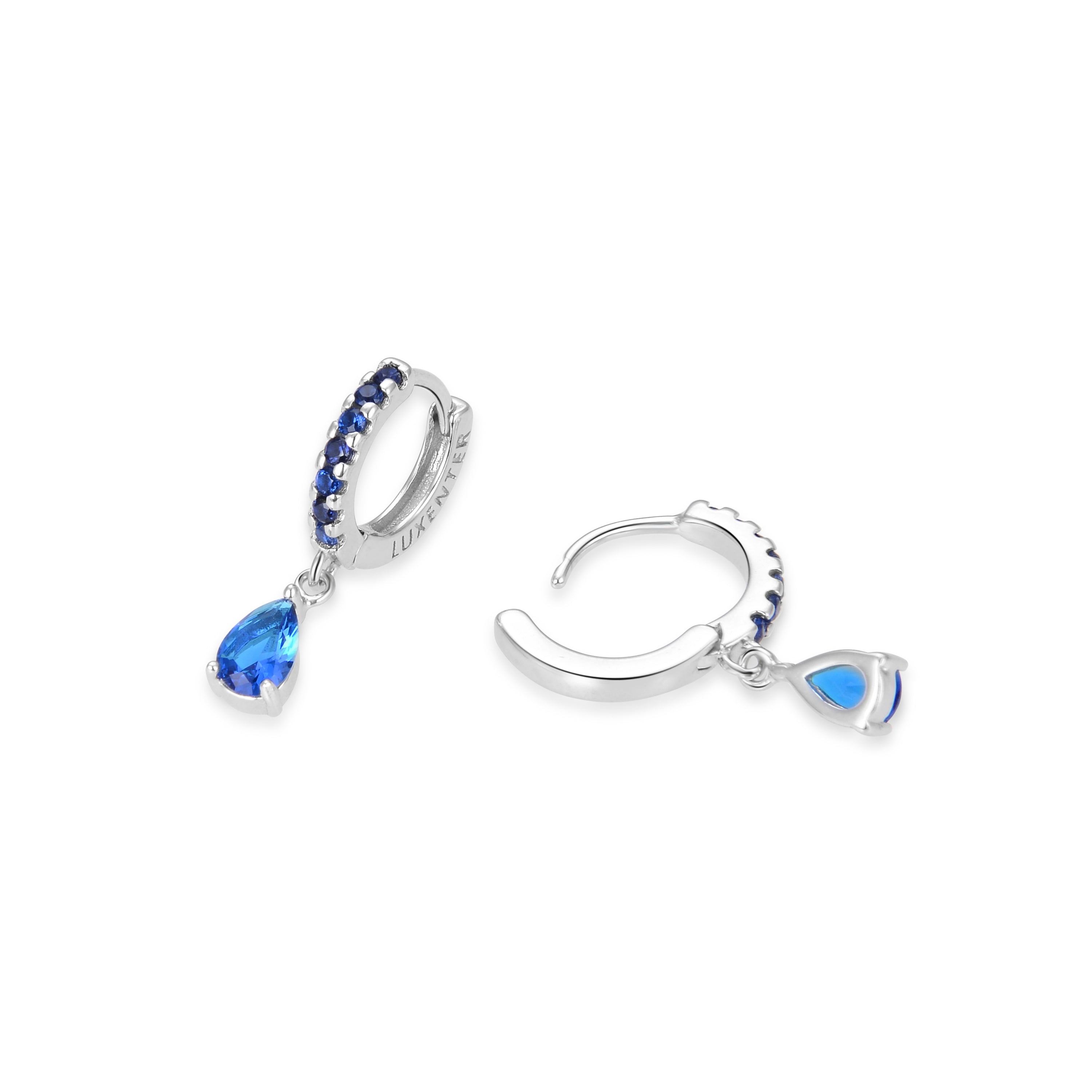 Boucles d'oreilles en argent sterling 925 avec zirconium saphir finition rhodiée - Intheon