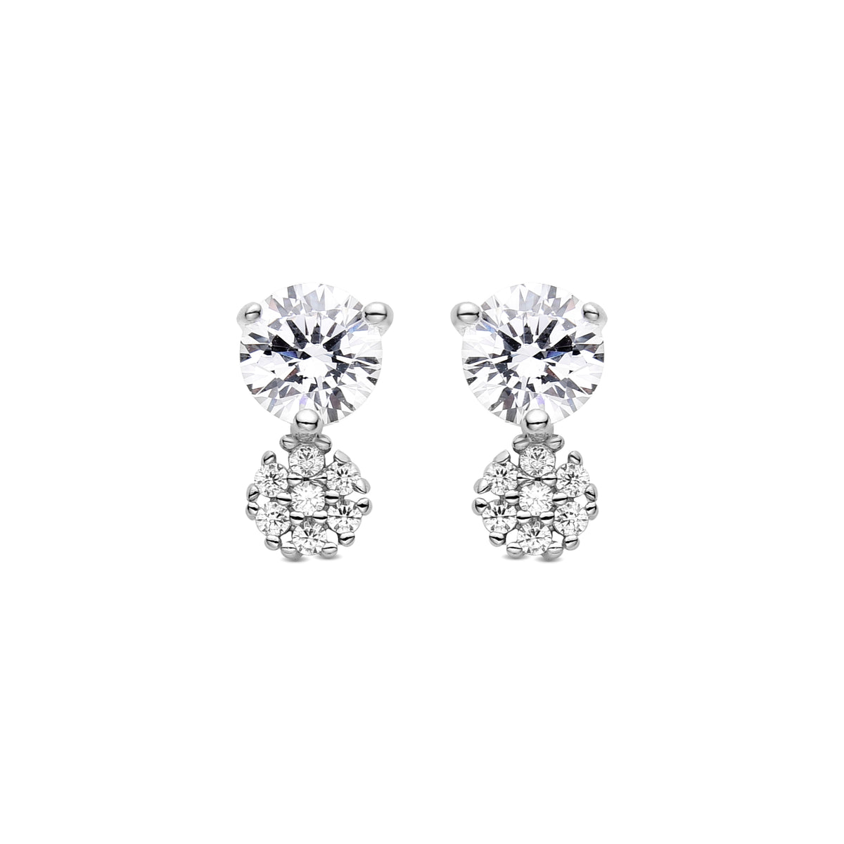Ohrringe aus 925er Sterlingsilber mit glänzenden Zirkonia, rhodiniert - Nez