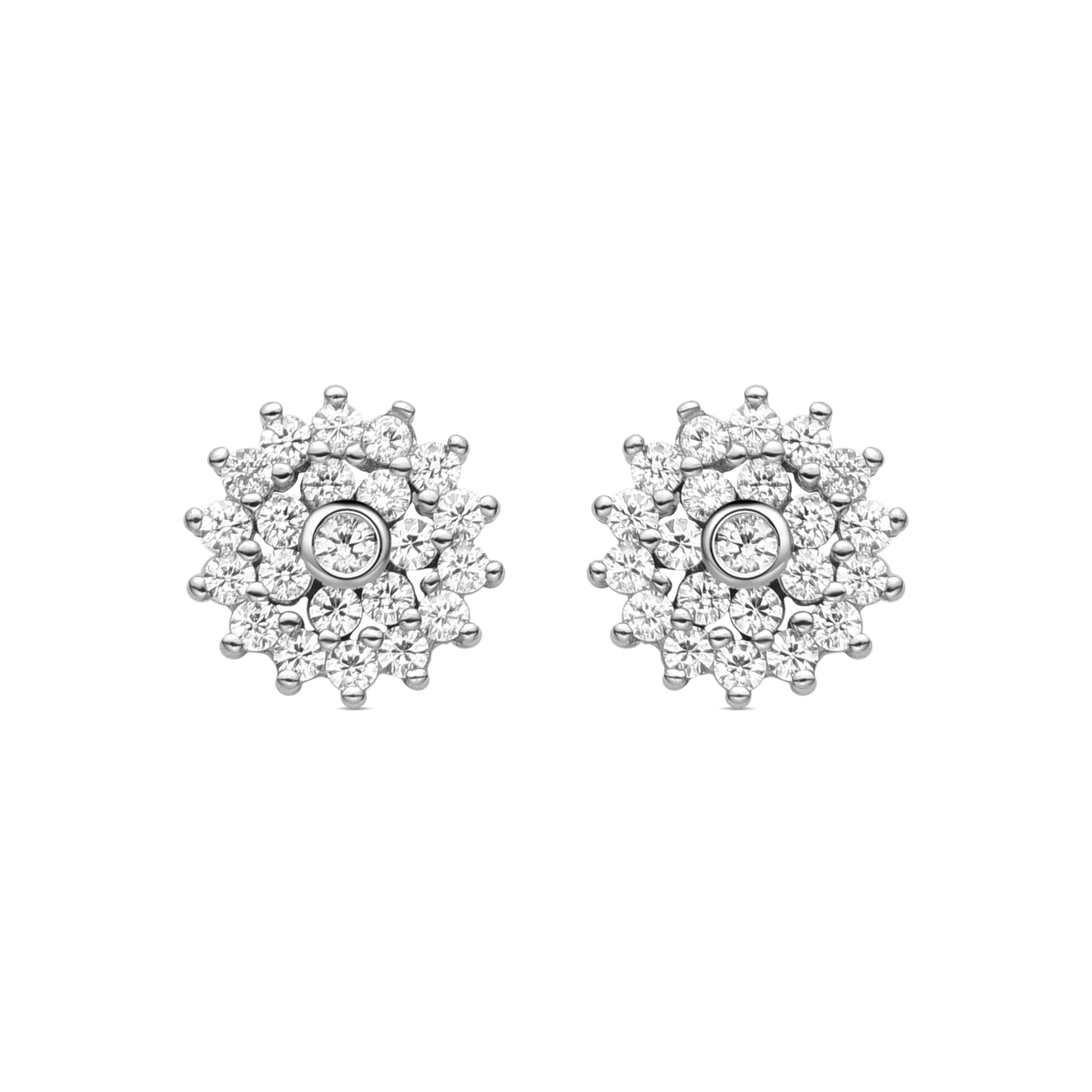 925 Sterling Silver Earrings with Brilliant Zirconia finished in Rhodium - Maliai