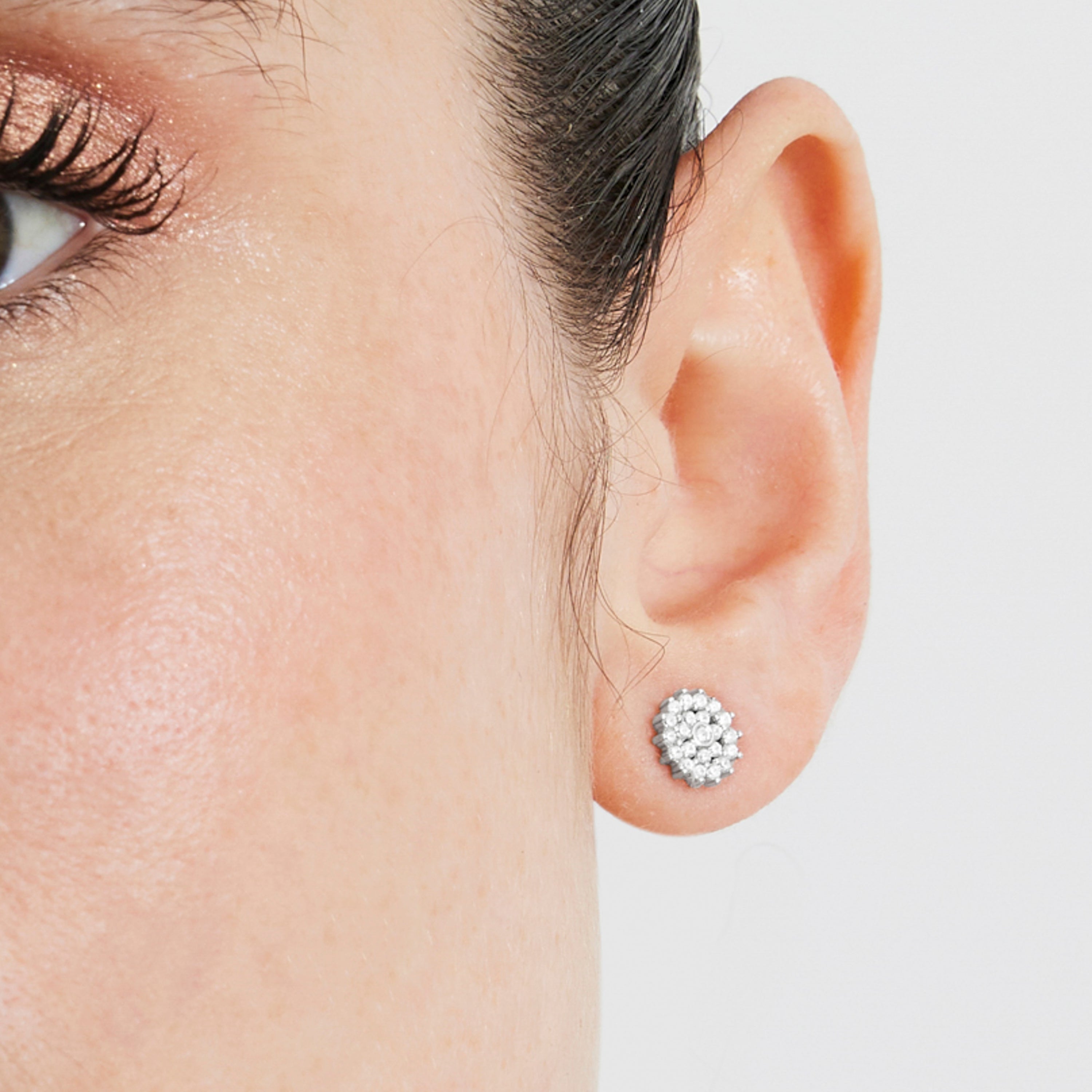 925 Sterling Silver Earrings with Brilliant Zirconia finished in Rhodium - Maliai