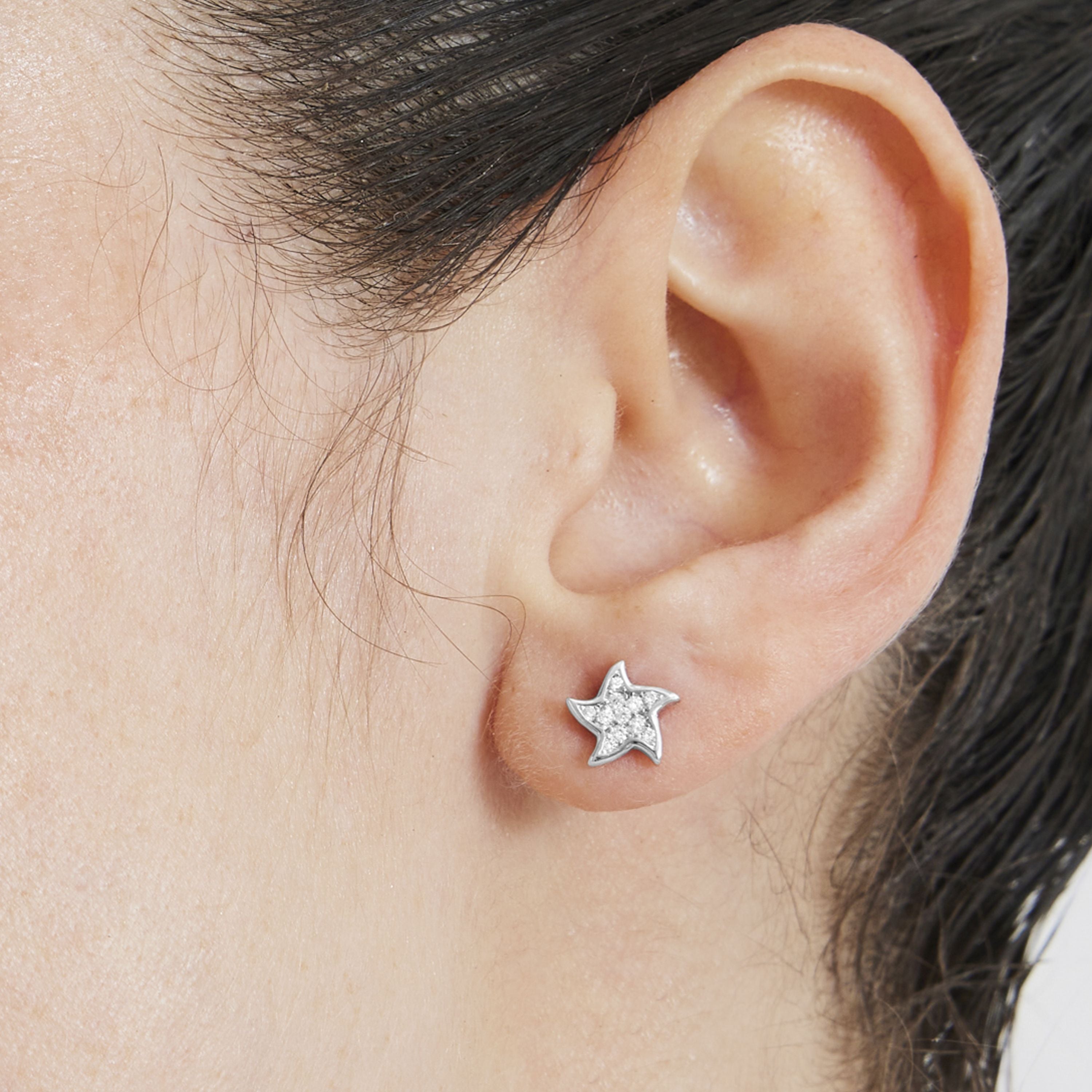 Boucles d'oreilles en argent sterling 925 avec zircon brillant finition rhodium - Tsya