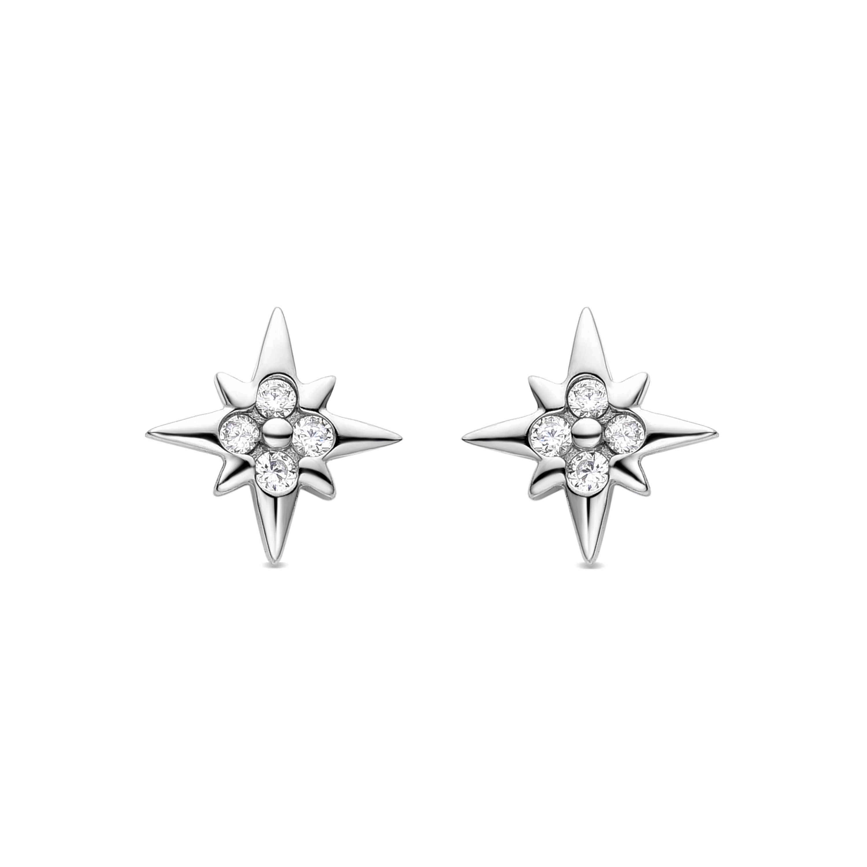 Boucles d'oreilles en argent sterling 925 avec zircon brillant finition rhodiée - Meh