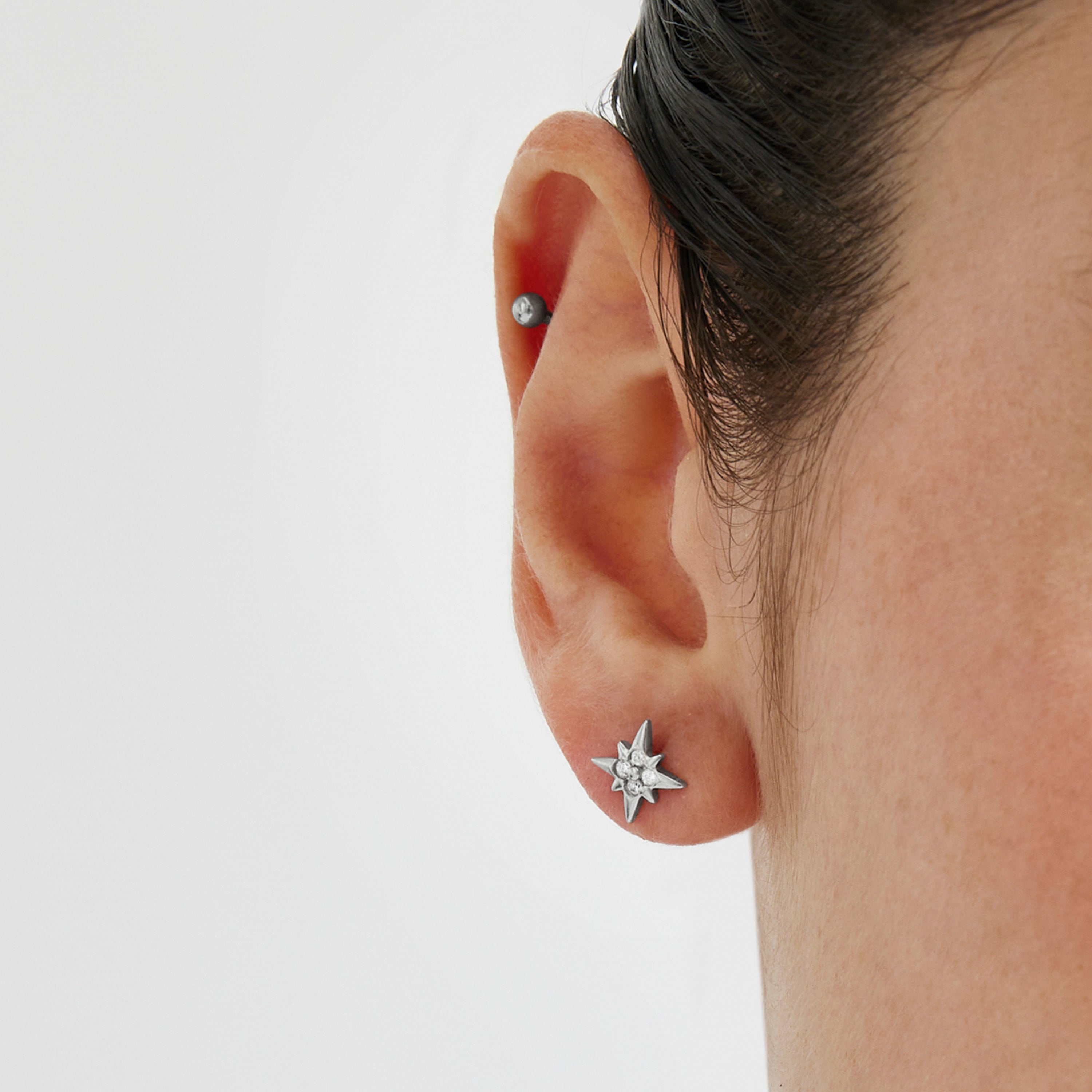 Boucles d'oreilles en argent sterling 925 avec zircon brillant finition rhodiée - Meh