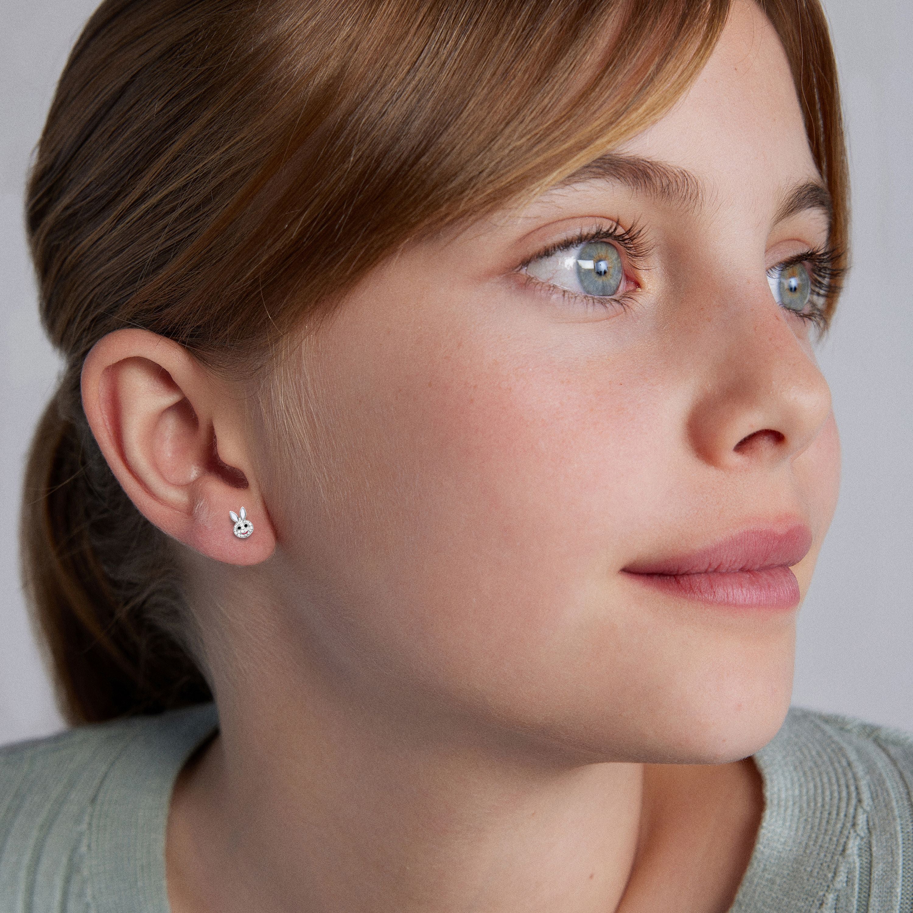 Pendientes de Plata de Ley 925 acabados en rodio - Conejito