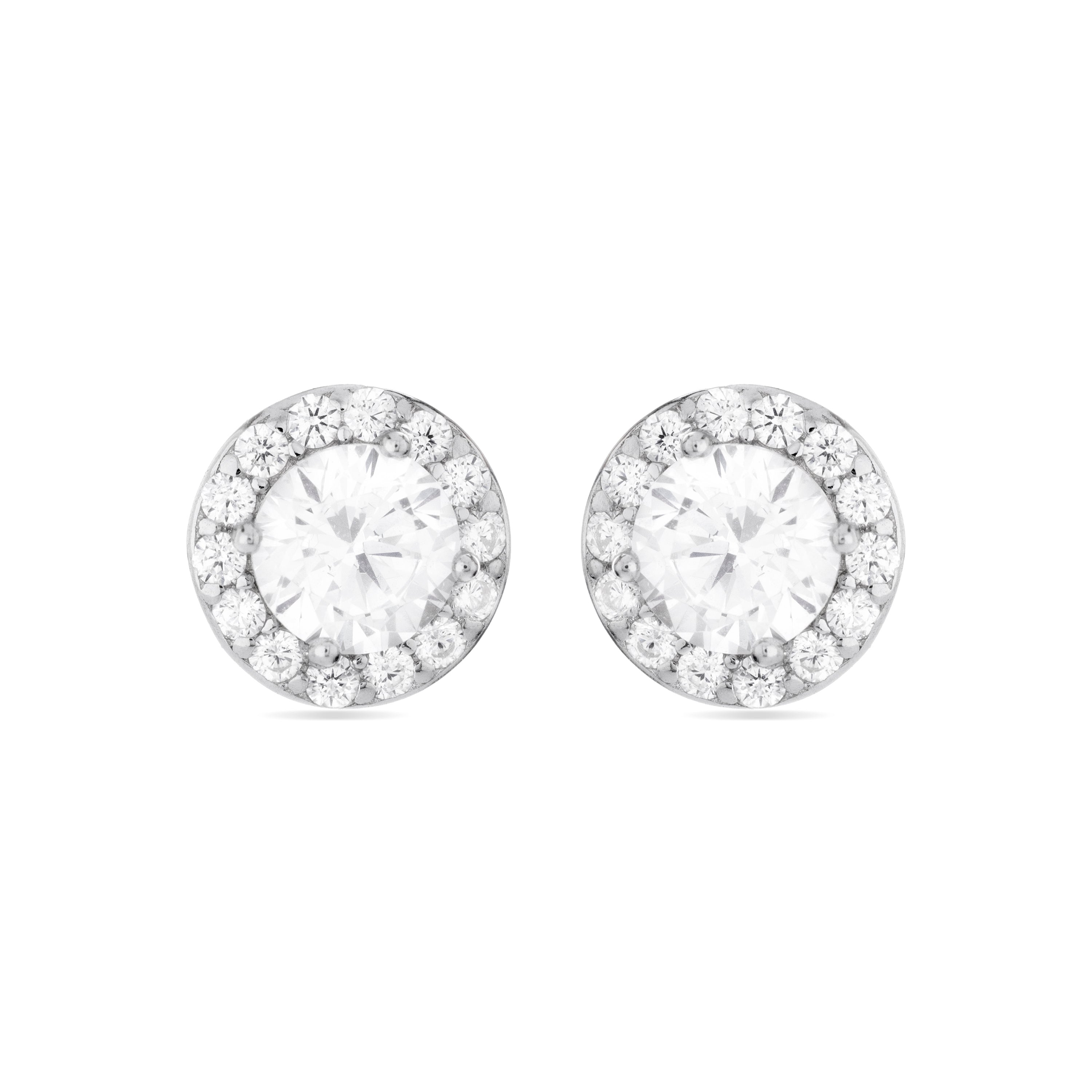 Boucles d'oreilles en argent sterling 925 avec zircon brillant finition rhodium - Miryon